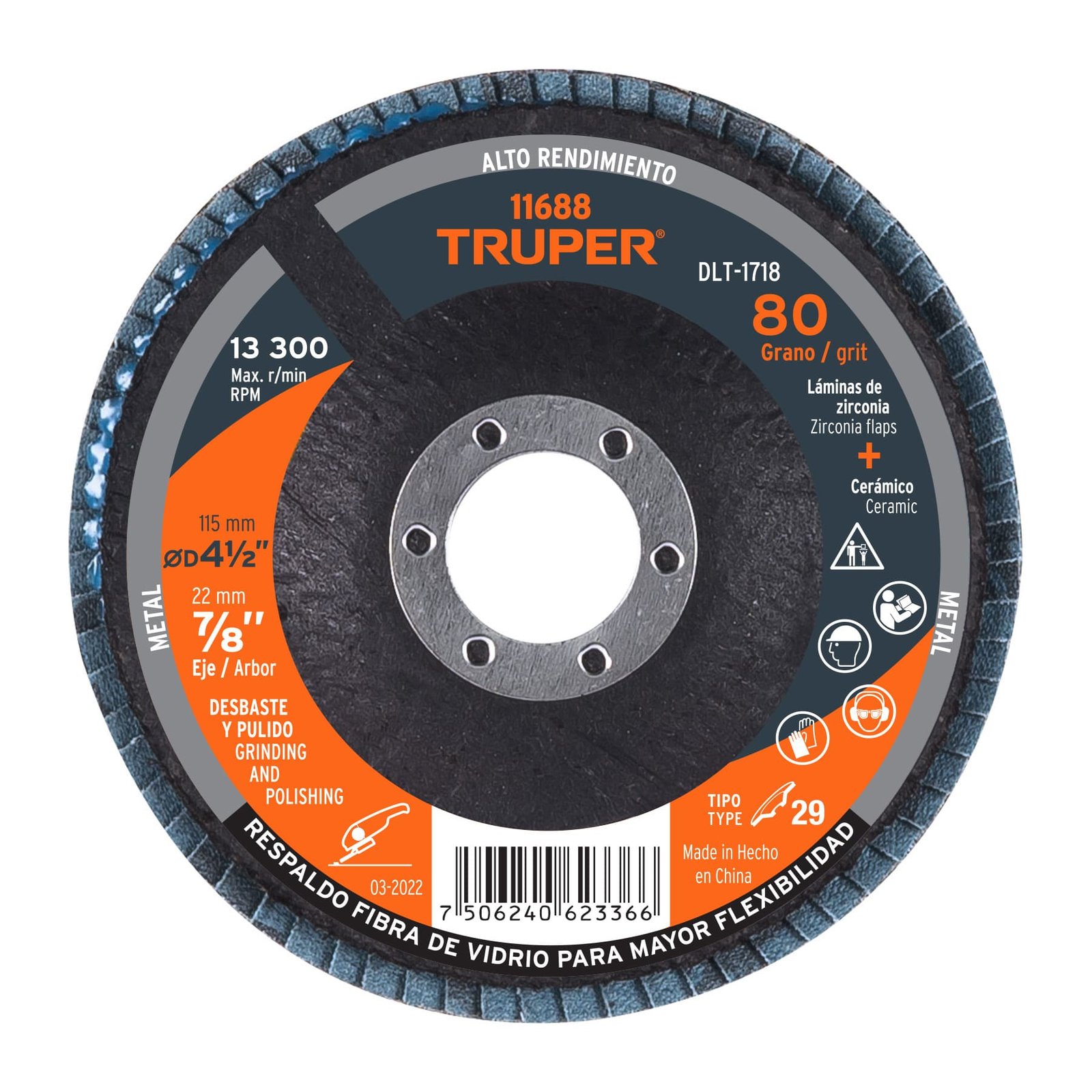 DISCO LAMINADO DE 4 1/2" GRANO 80 DLT-1718