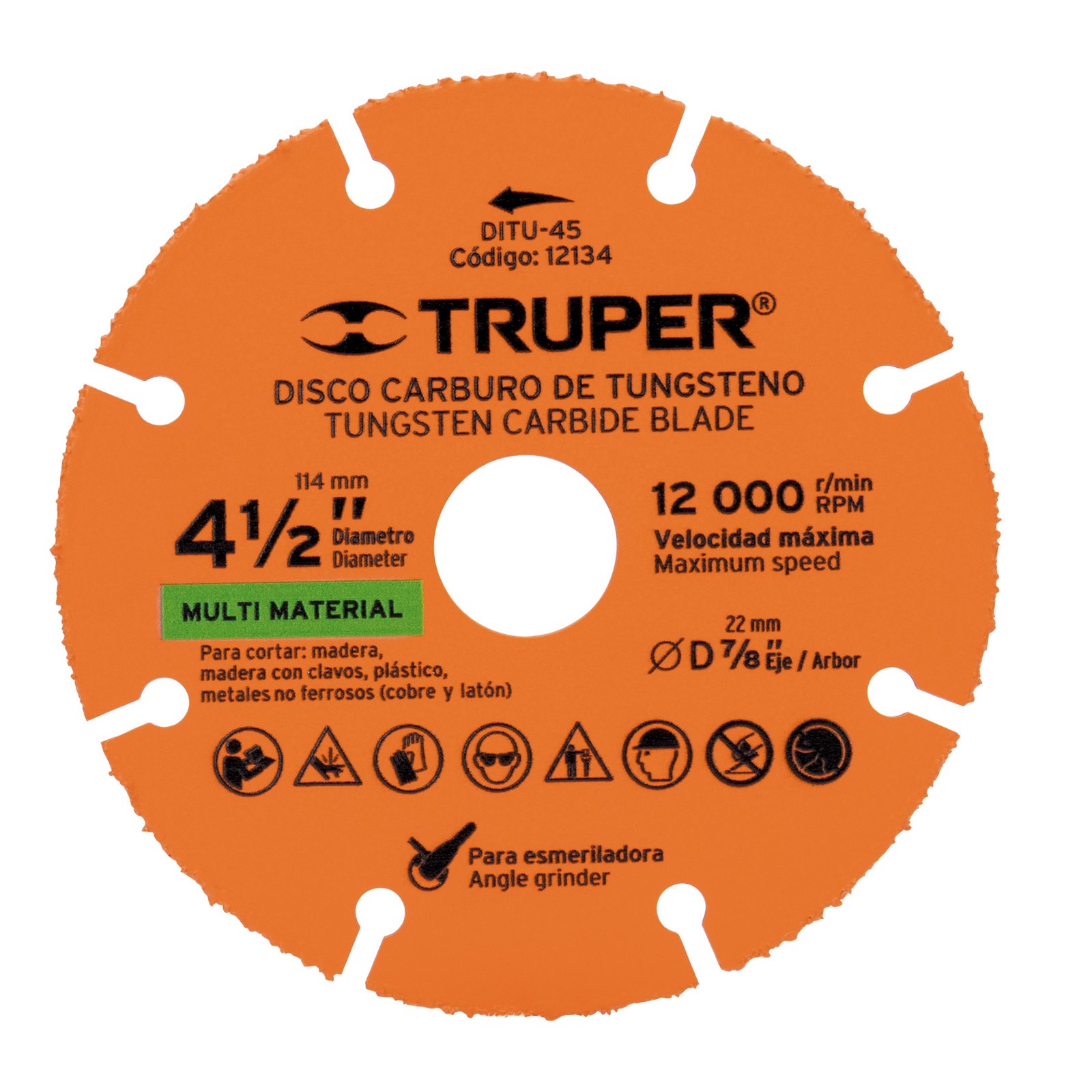 DISCO MULTIMATERIAL CARBURO 4-1/2 DITU-45 TRUPER