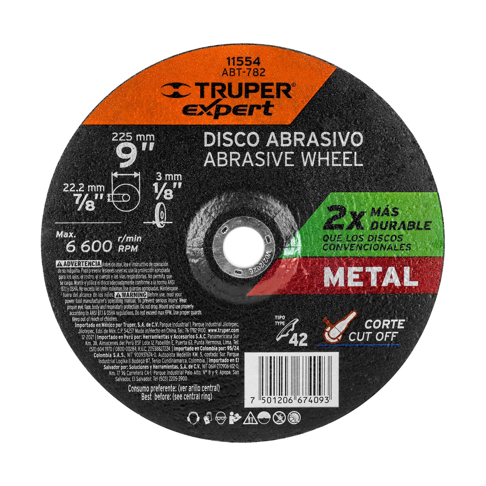 DISCO P/CORTAR METAL 9" ALTO RENDIMIENTO ABT-782