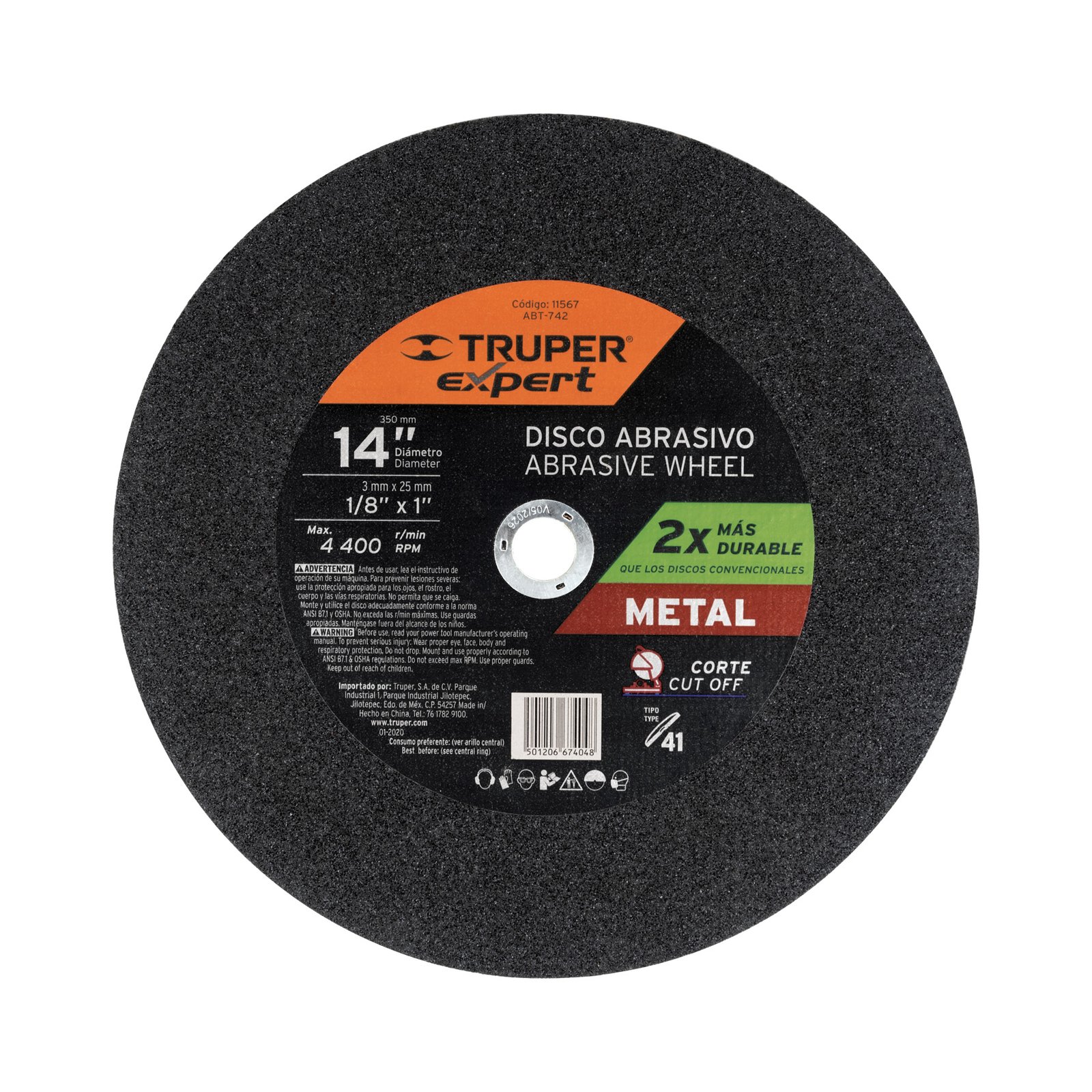 DISCO P/CORTAR METAL DIAMETRO 14" ABT-742 TRUPER