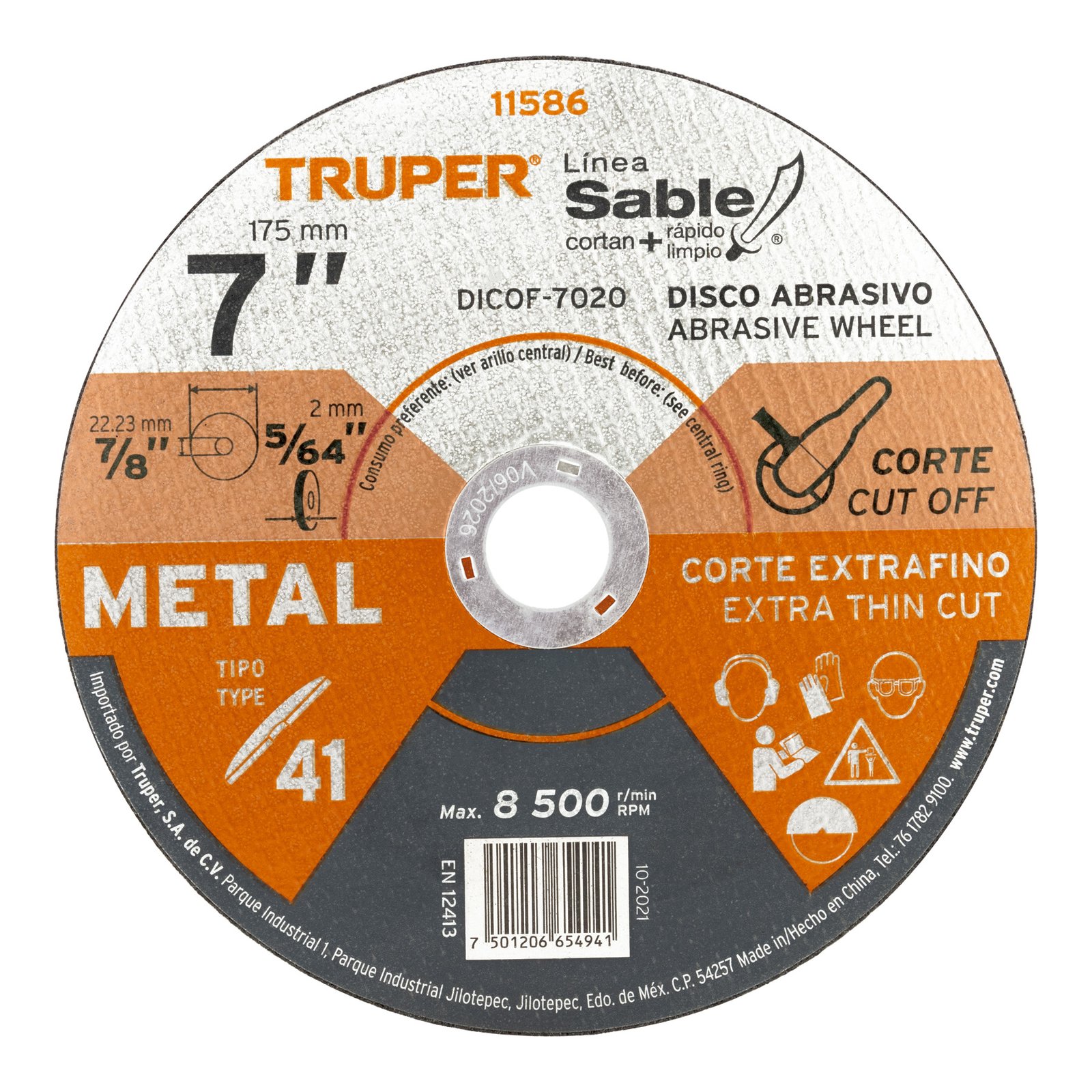 DISCO P/CORTAR METAL FINO 7"X1.8mm DICOF-7020 TRUP