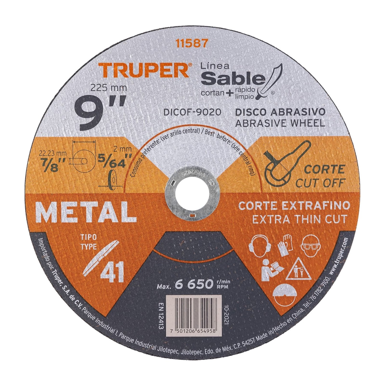 DISCO P/CORTAR METAL FINO 9"X2mm DICOF-9020 TRUPER