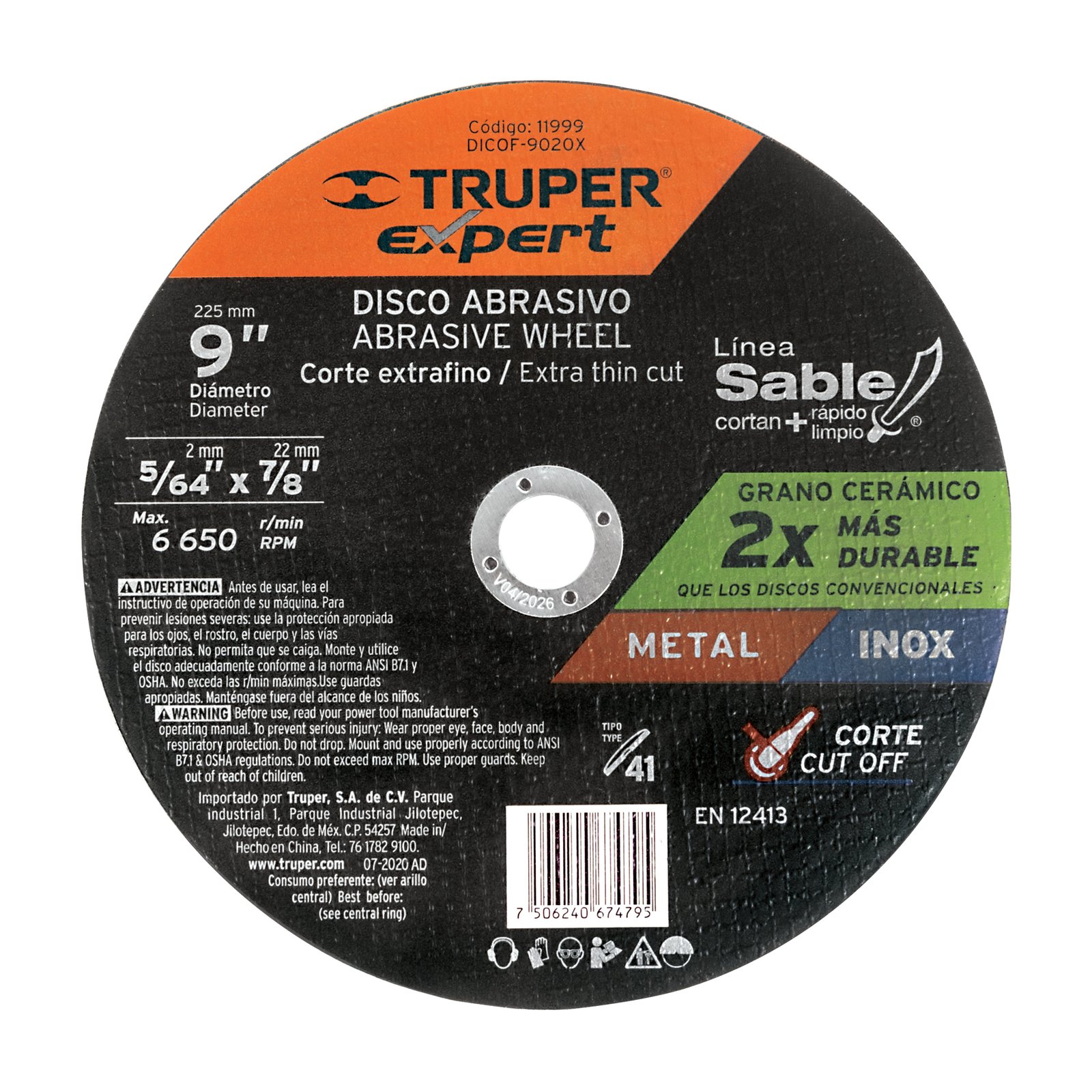 DISCO P/CORTE MET FINO 9" DICOF-9020X TRUPER
