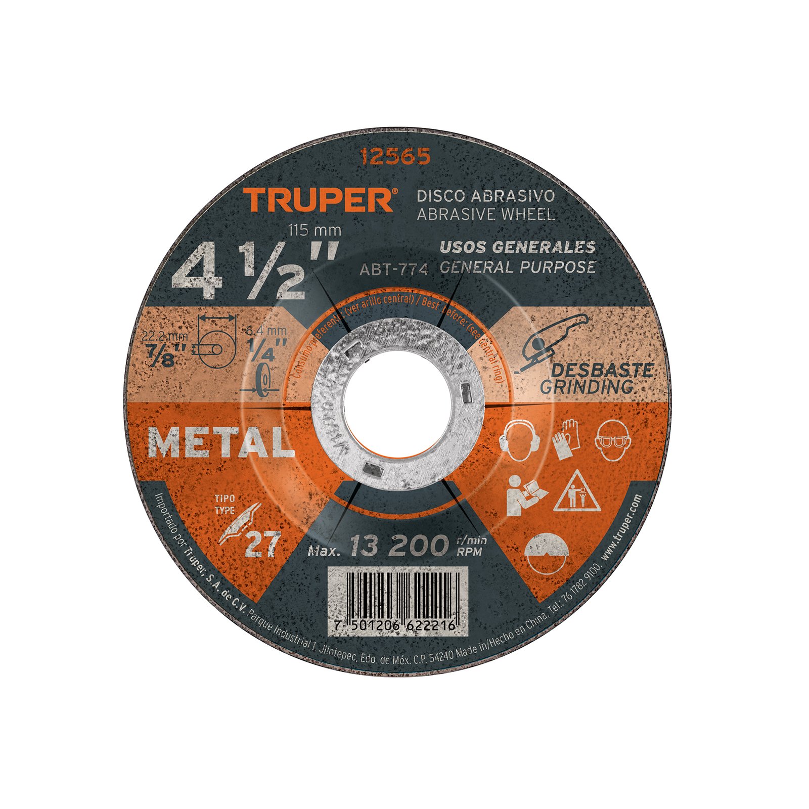 DISCO P/PULIR METAL 41/2"X1/4 ABT-774 TRUPER