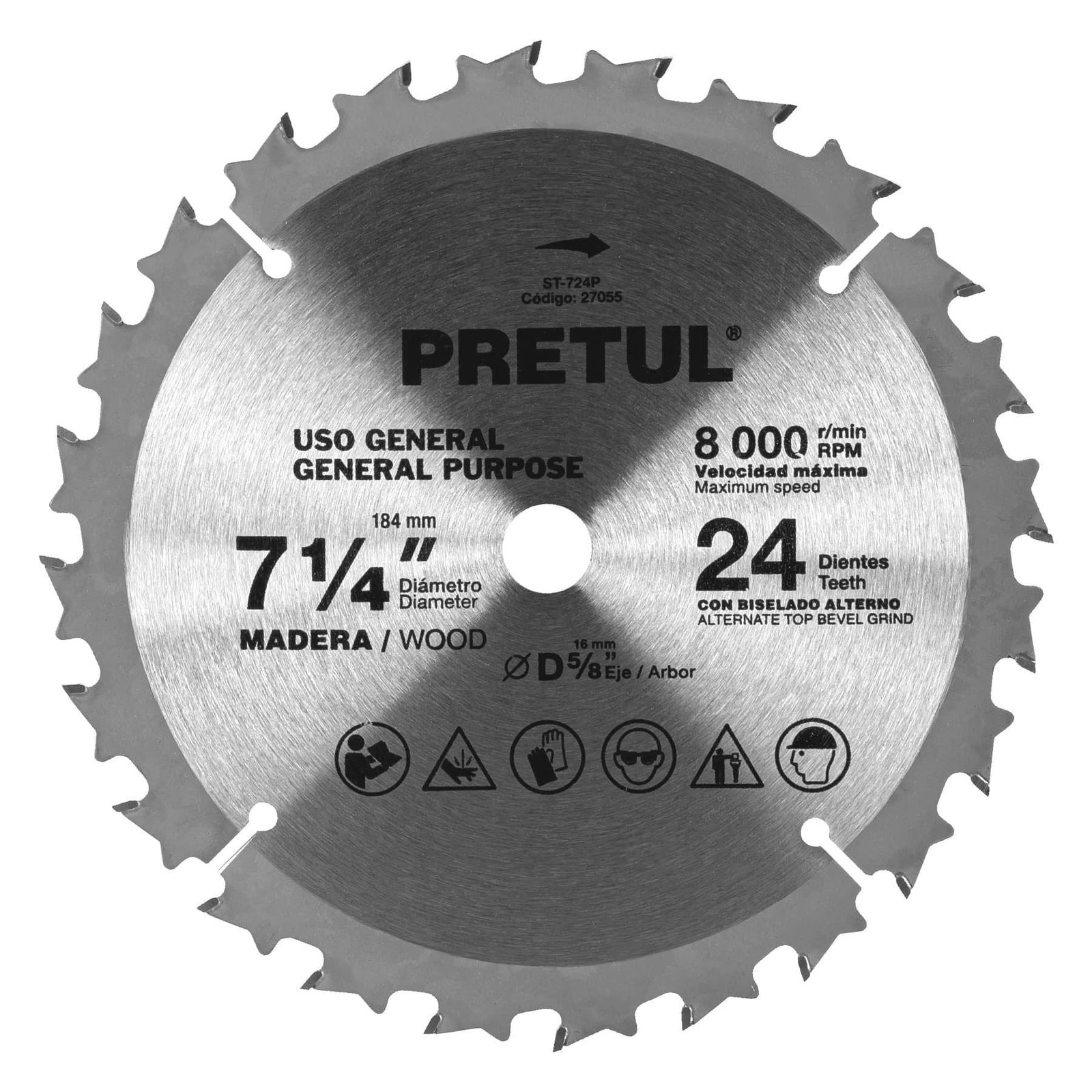 DISCO P/SIERRA CIRCUL MAD 71/4 24D ST-724P PRETUL