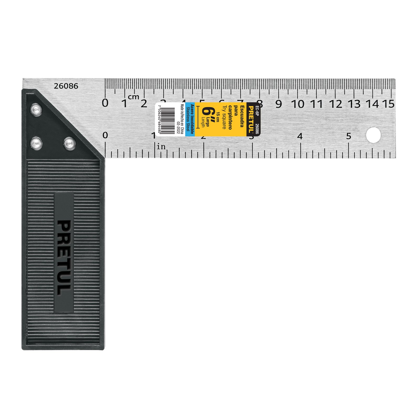 ESCUADRA P/CARPINTERO 6" EC-6P PRETUL