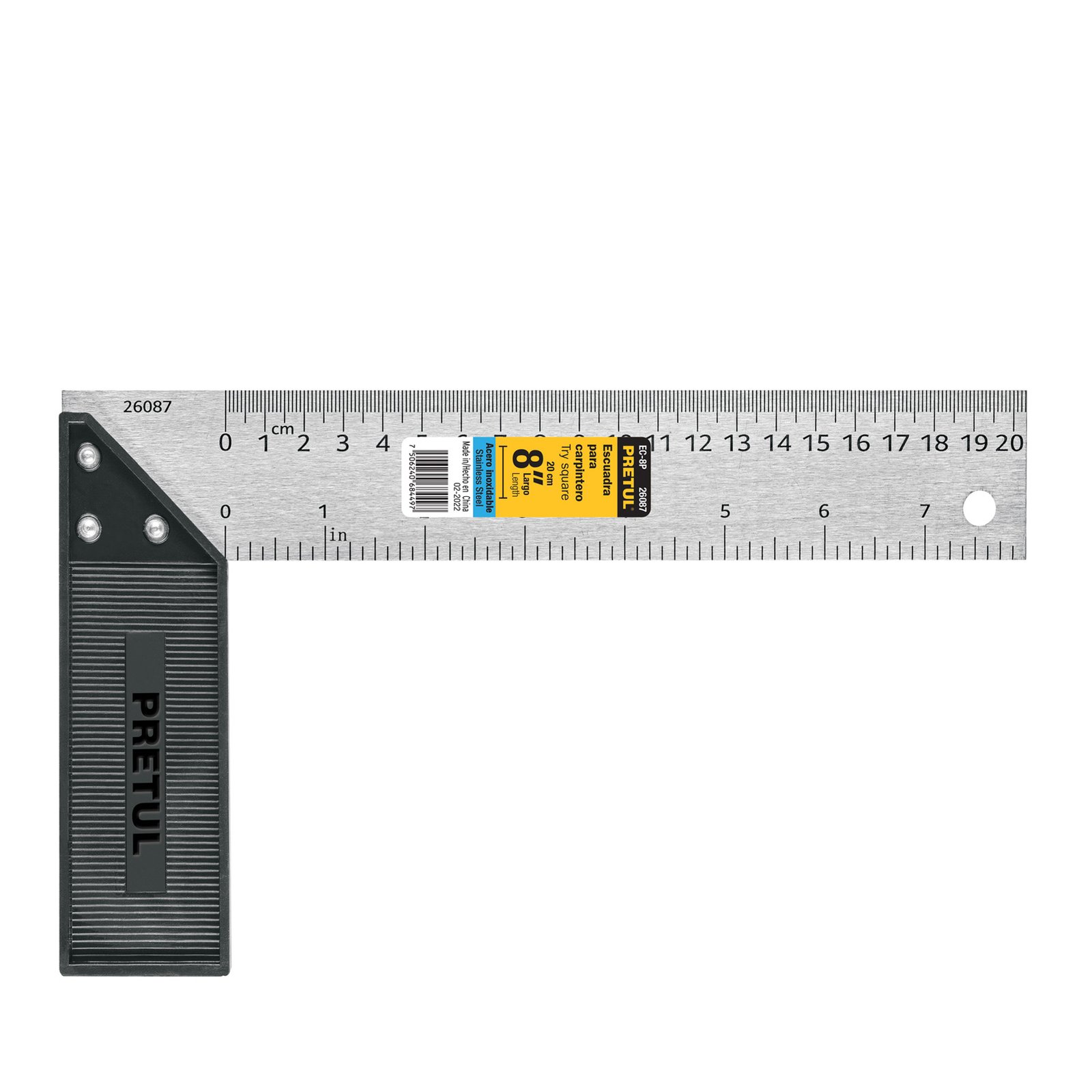 ESCUADRA P/CARPINTERO 8" EC-8P PRETUL