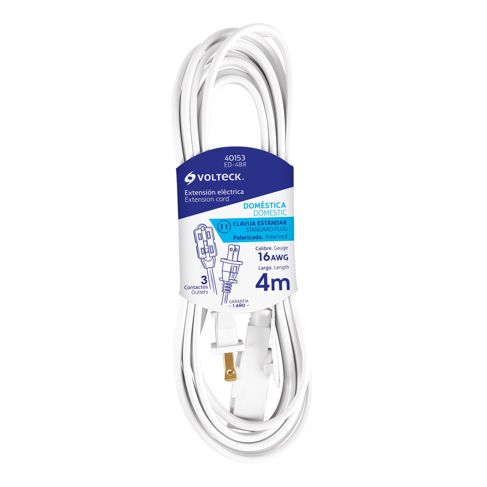 EXTENSION ELECT BL CLAVIJA RECTA 4M ED-4BR VOLTECH