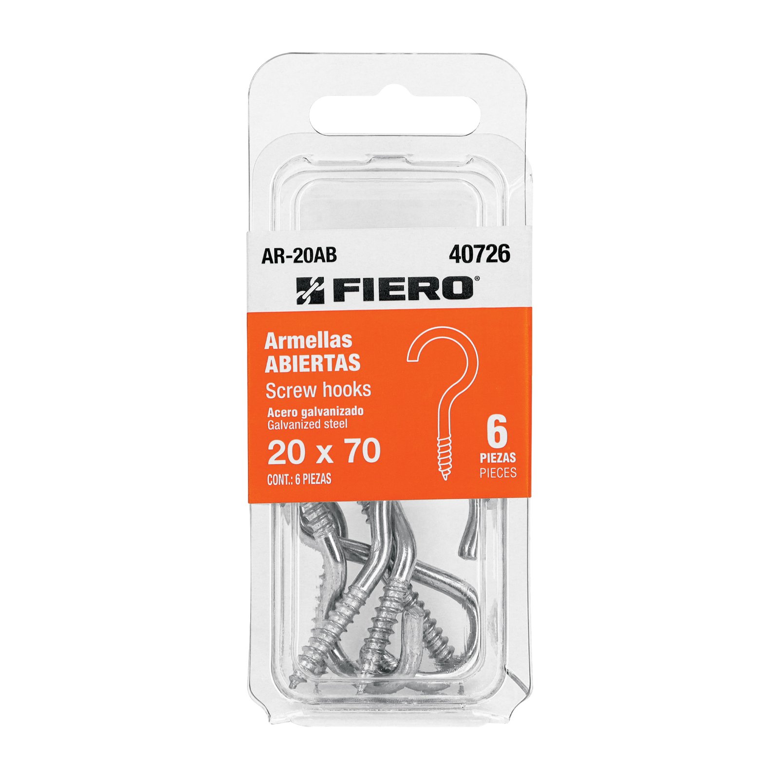 GANCHO OJO ABIERTO BL 6 UD 20X70 AR-20AB FIERO