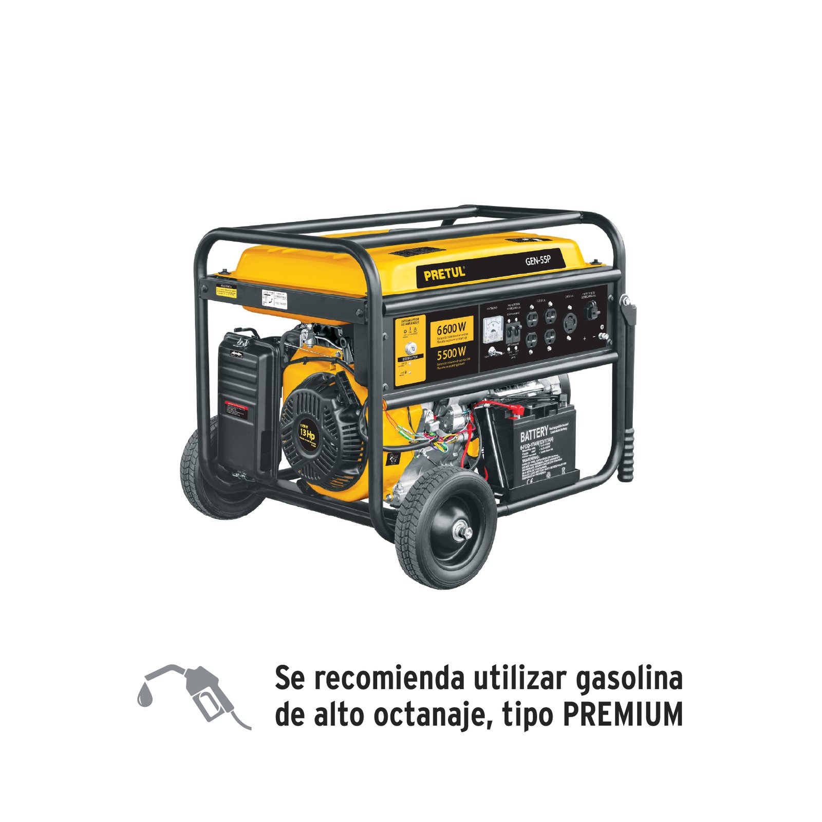 GENERADOR ELECT GASOLINA 6600W GEN-55P PRETUL