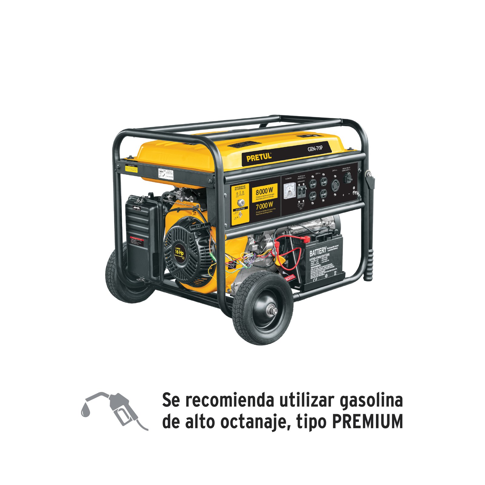 GENERADOR ELECT GASOLINA 8000W GEN-70P PRETUL