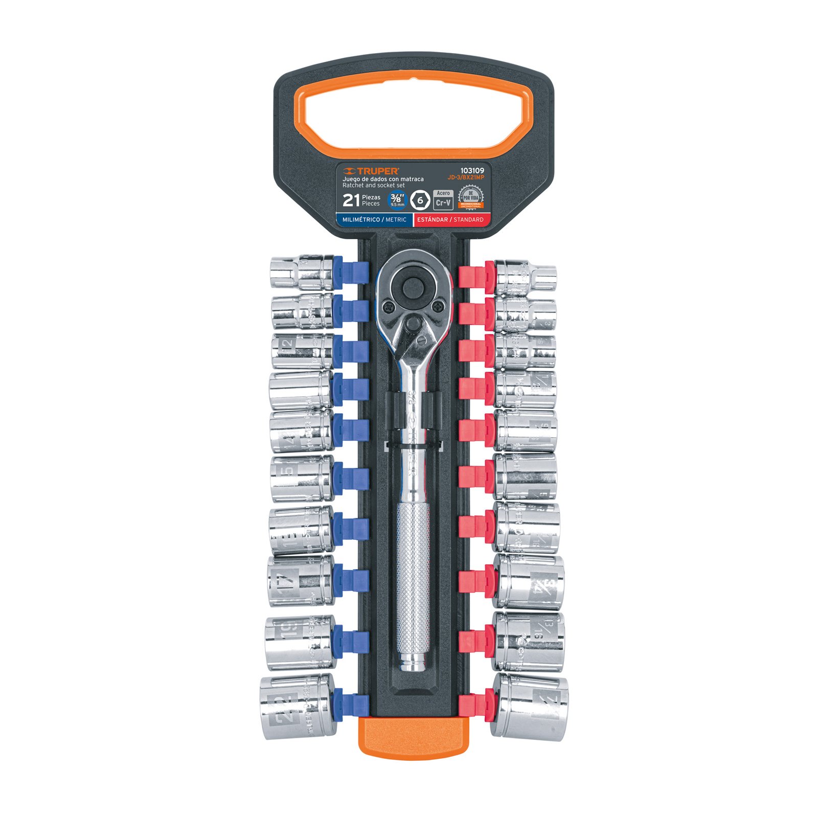 JGO.21 PIEZAS RATCH Y CUBOS MIX JD-3/8X2MP TRUPER