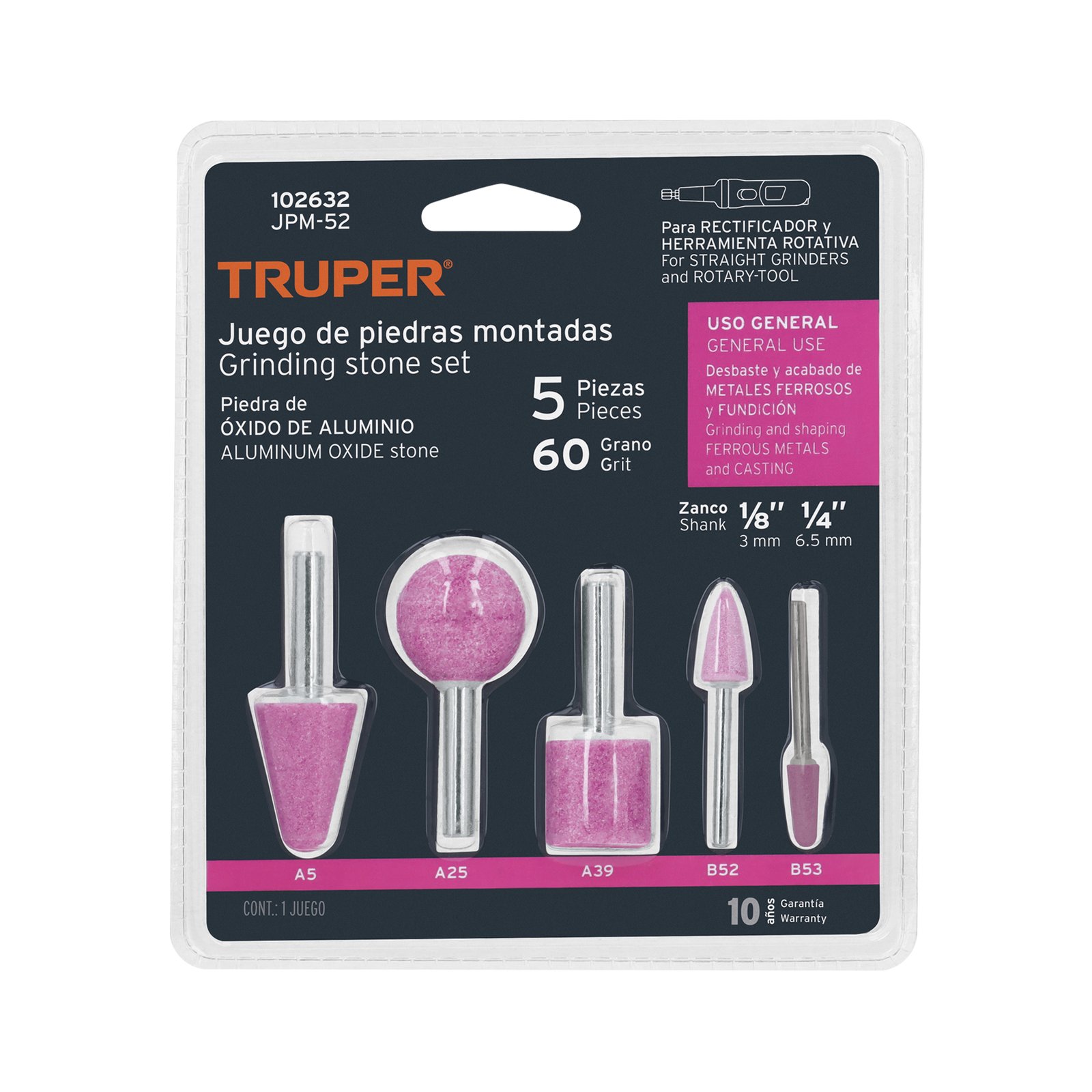 JGO.PIEDRAS P/PULIR 5PZS 1/4" X1/8" JPM-52 TRUPER