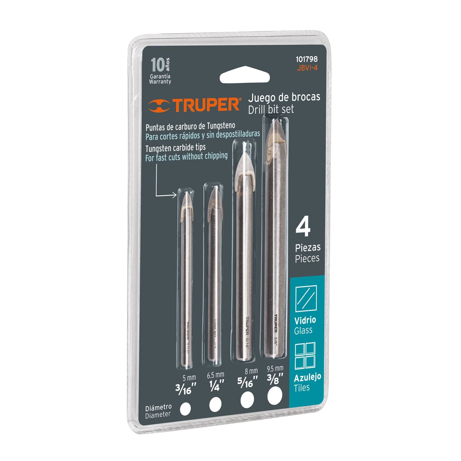 JGO. 4 BROCAS P/ VIDRIO Y AZULEJO JBVI-4 TRUPER