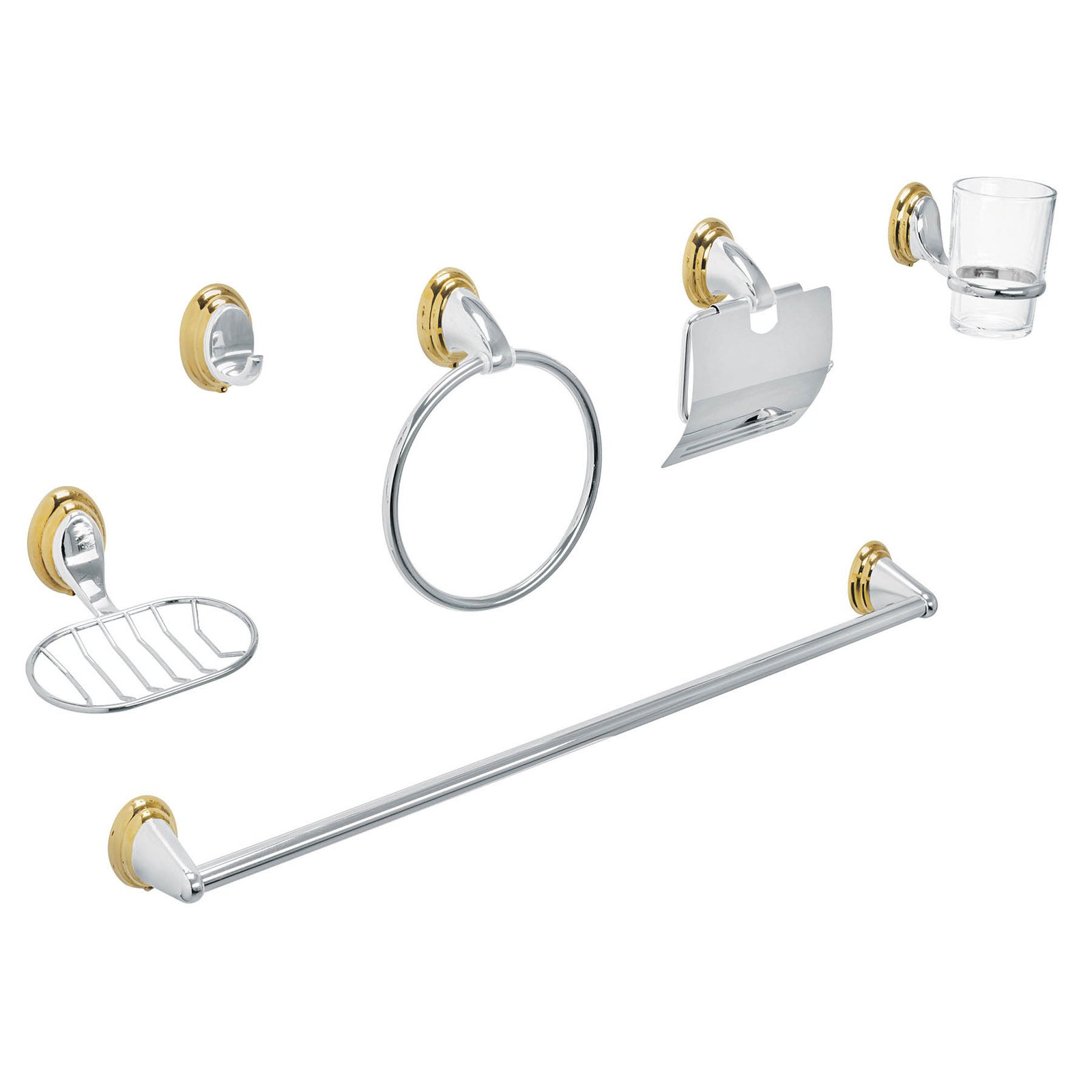 JGO 6 ACCESORIOS P/BAÑO CR-ORO AQA-4003G AQUA