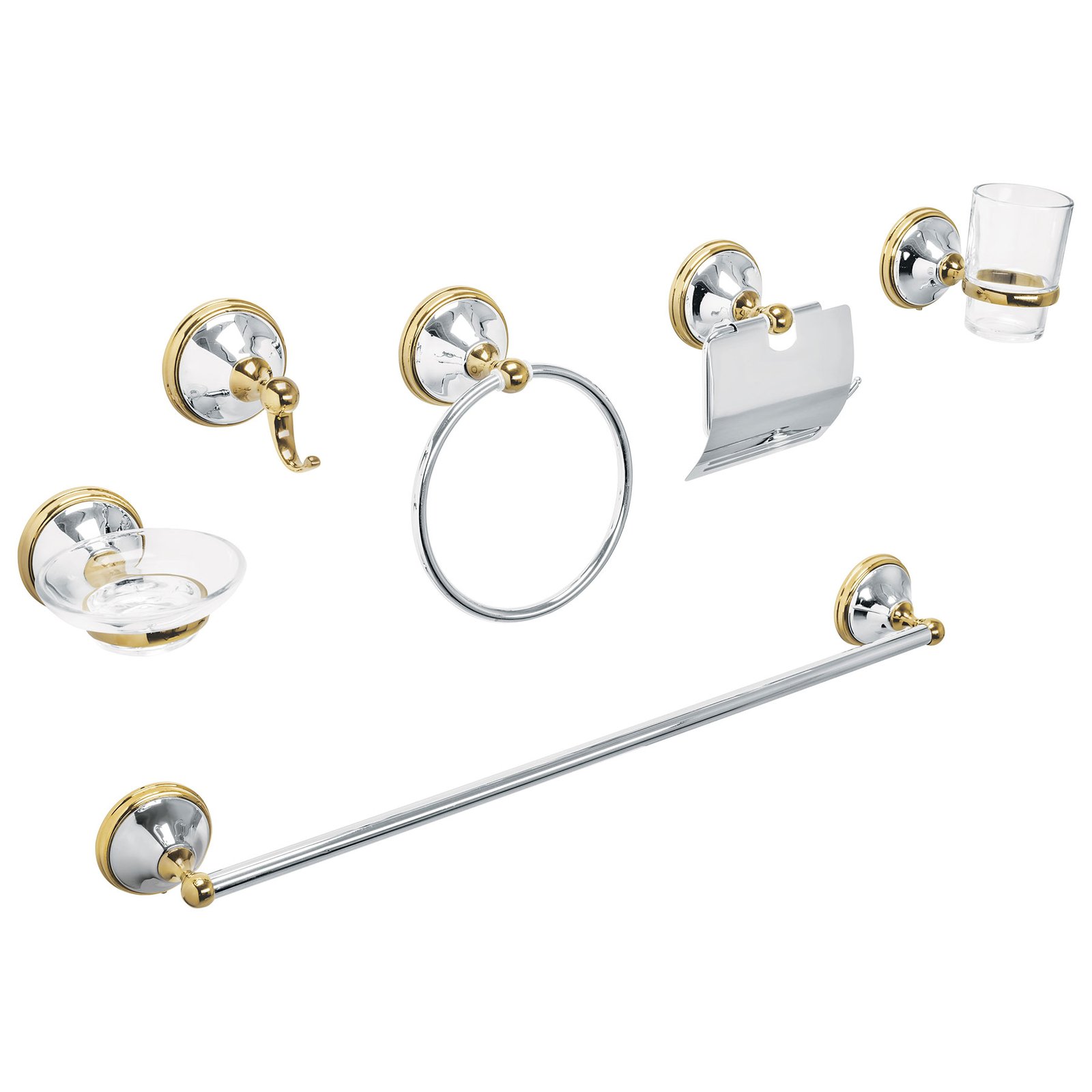 JGO 6 ACCESORIOS P/BAÑO CR-ORO GD AQA-4001G AQUA
