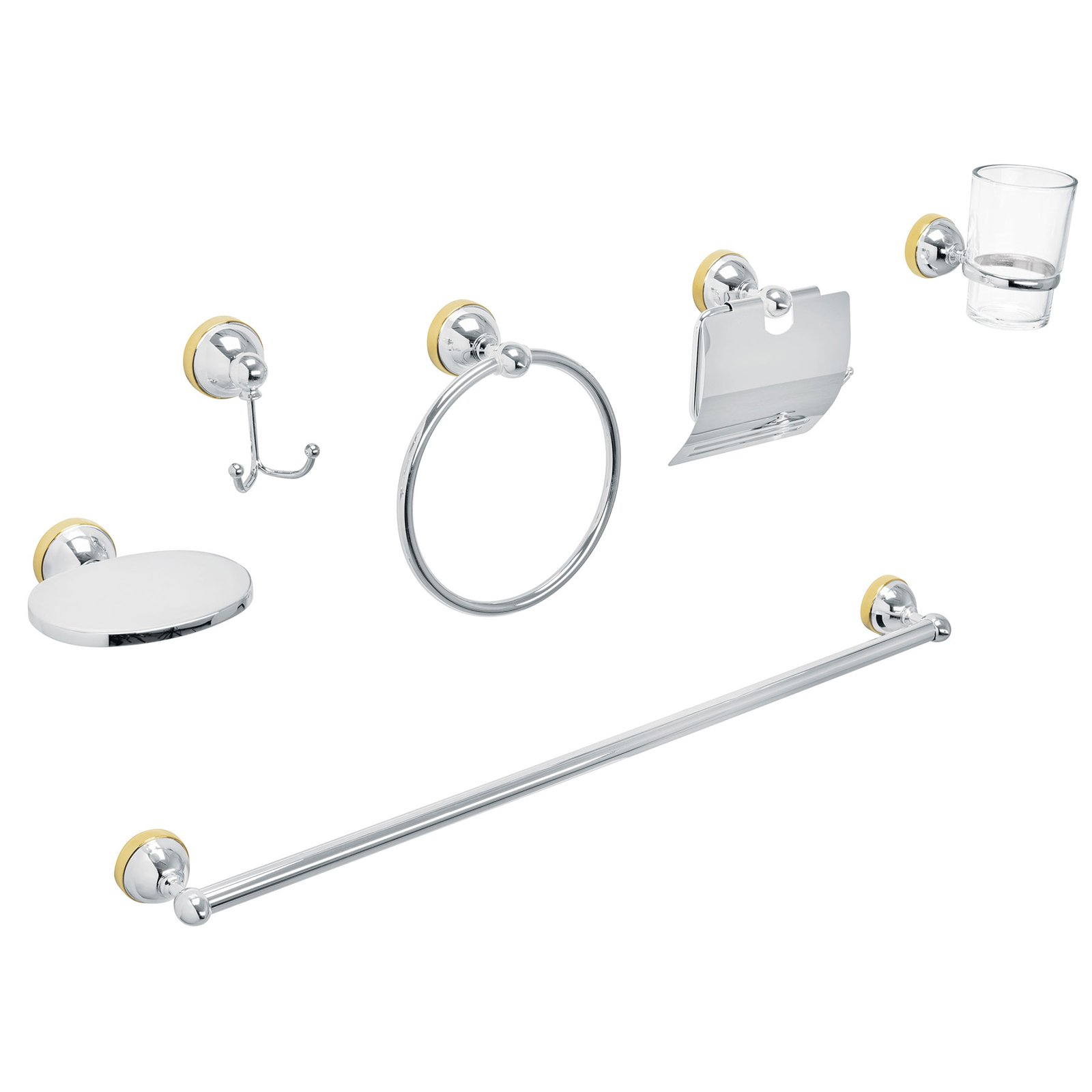 JGO 6 ACCESORIOS P/BAÑO CR-ORO PQ AQA-4002G AQUA