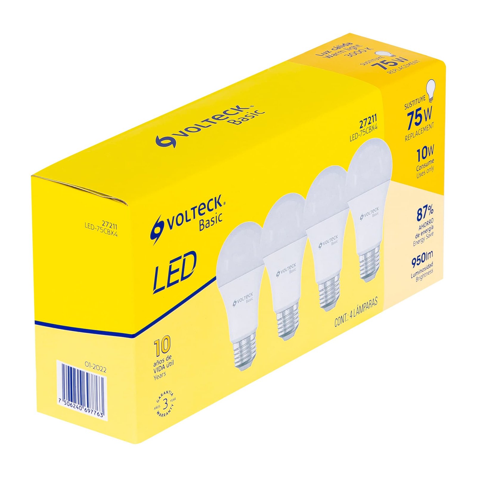 JGO. BOMB LED 10W 75W 4PZS LED-75CBX4 VOLTECK