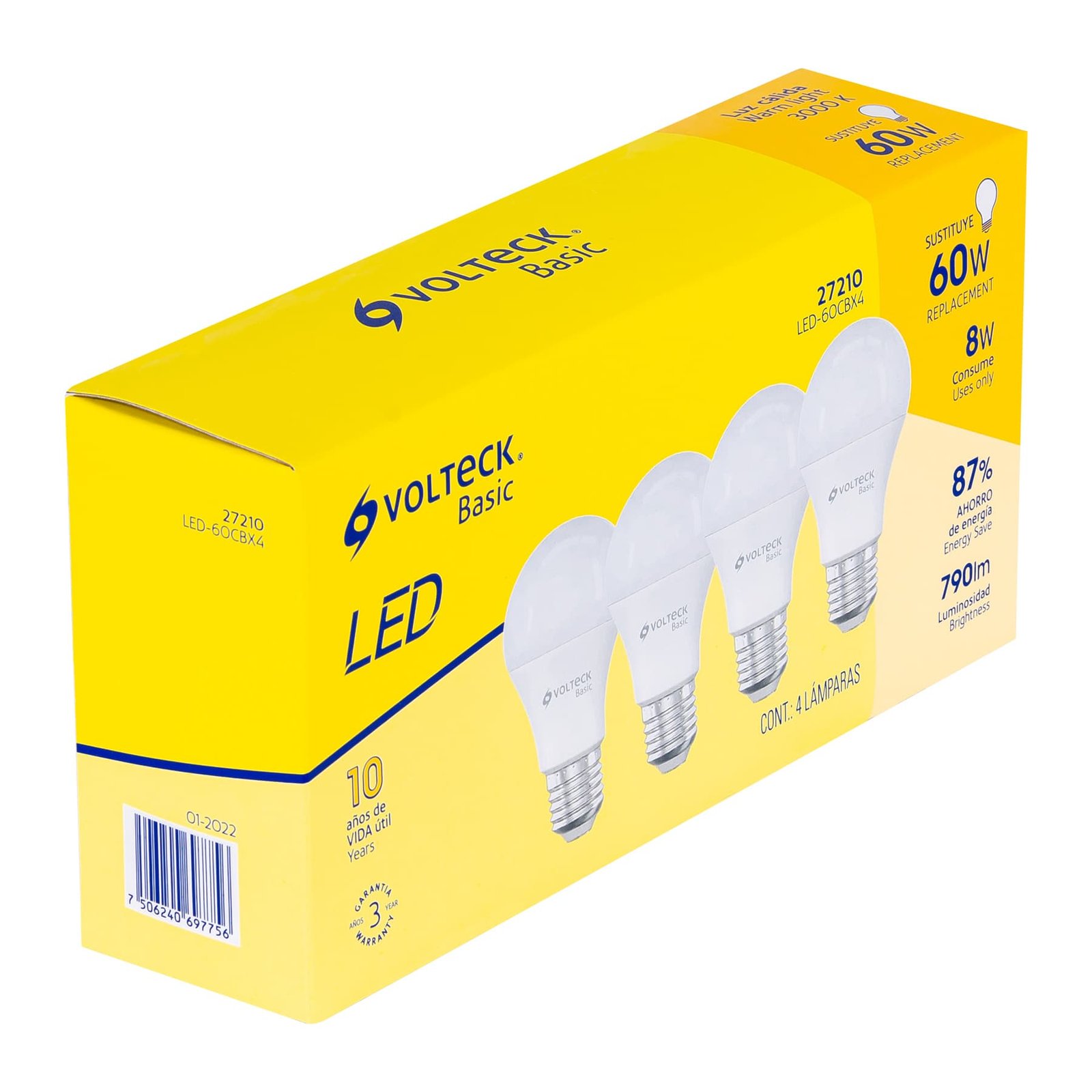 JGO. BOMB LED 8W 60W 4PZS LED-60CBX4 VOLTECK