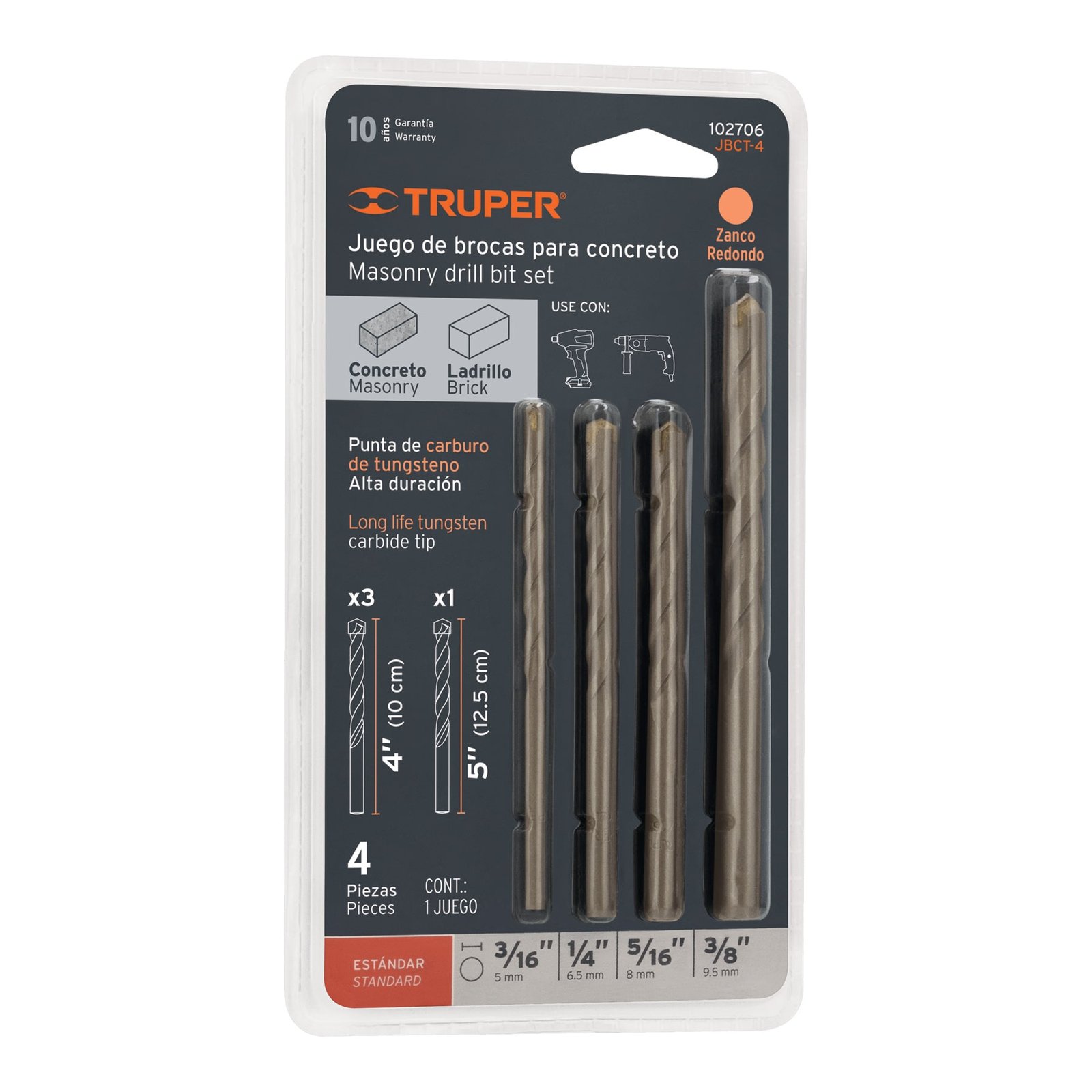 JGO. BROCAS P/CONCRETO 4PZS JBCP-4 TRUPER