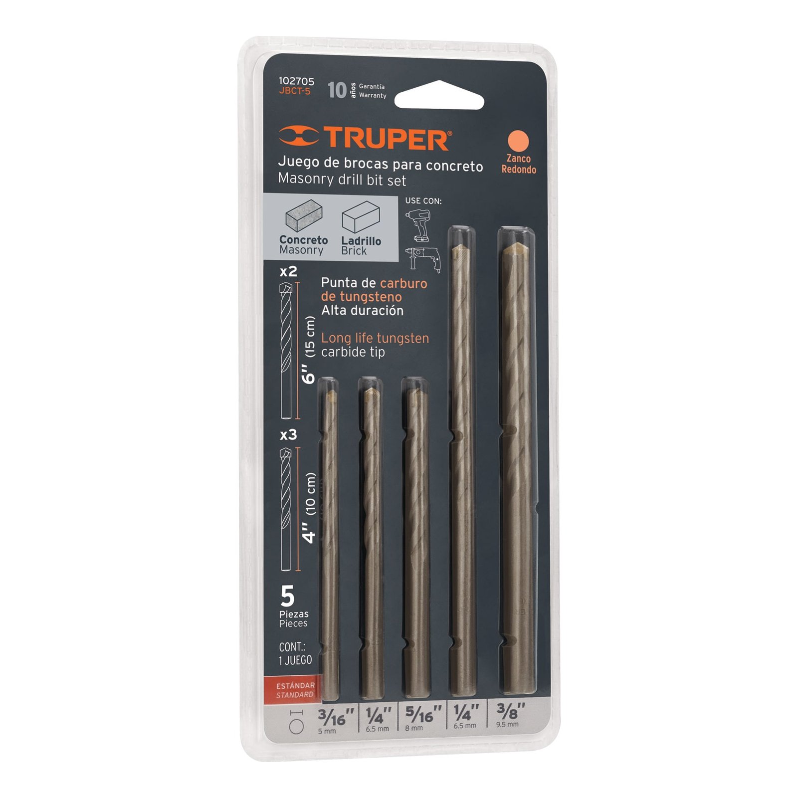 JGO. BROCAS P/CONCRETO 5PZS JBCT-5 TRUPER