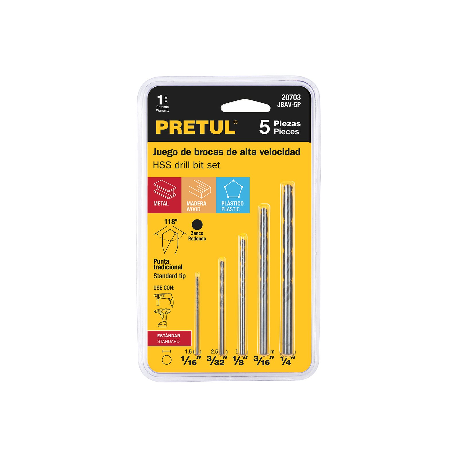 JGO. BROCAS P/METAL 5PZS JBAV-5P PRETUL