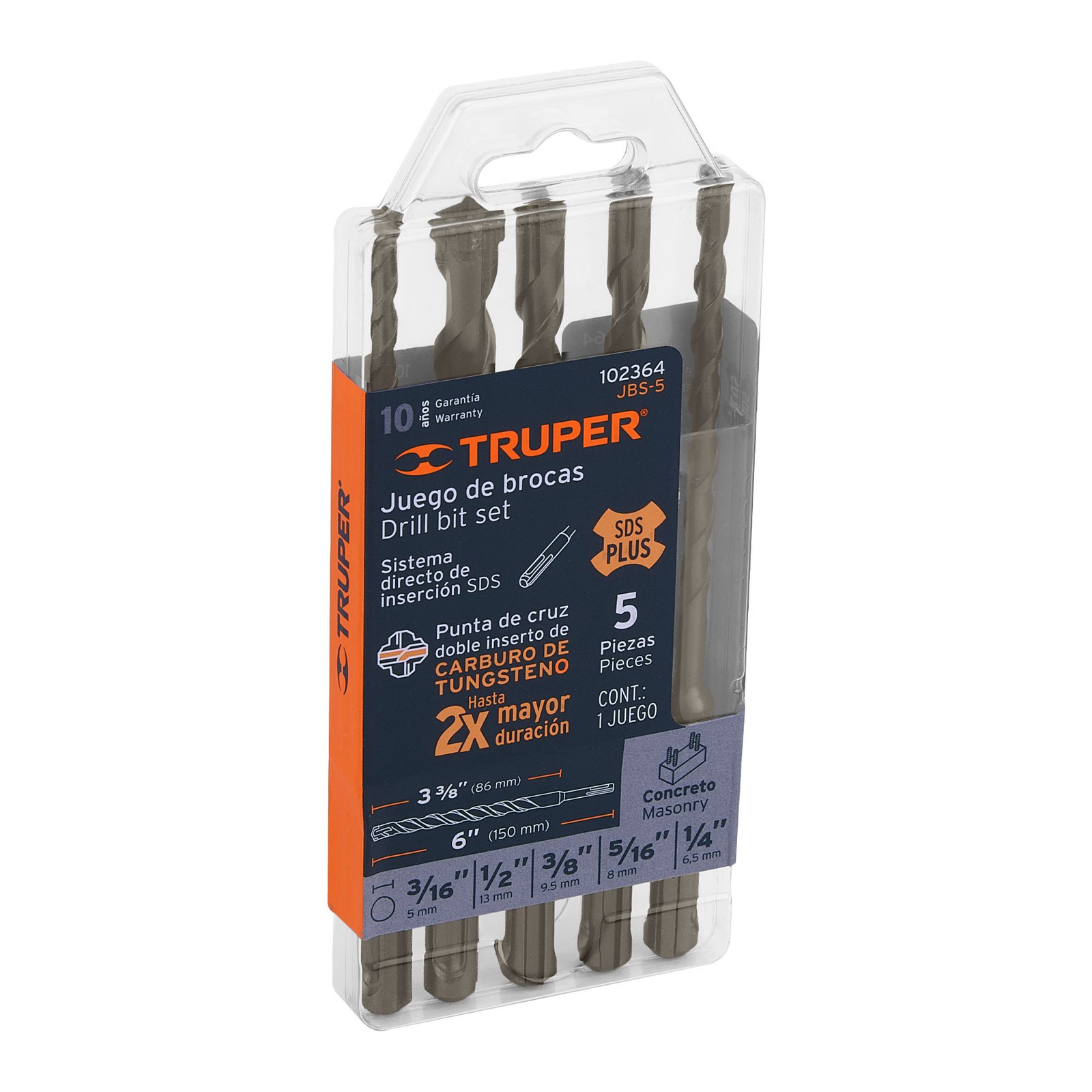 JGO DE 5 BROCAS SDS PLUS JBS-5 TRUPER