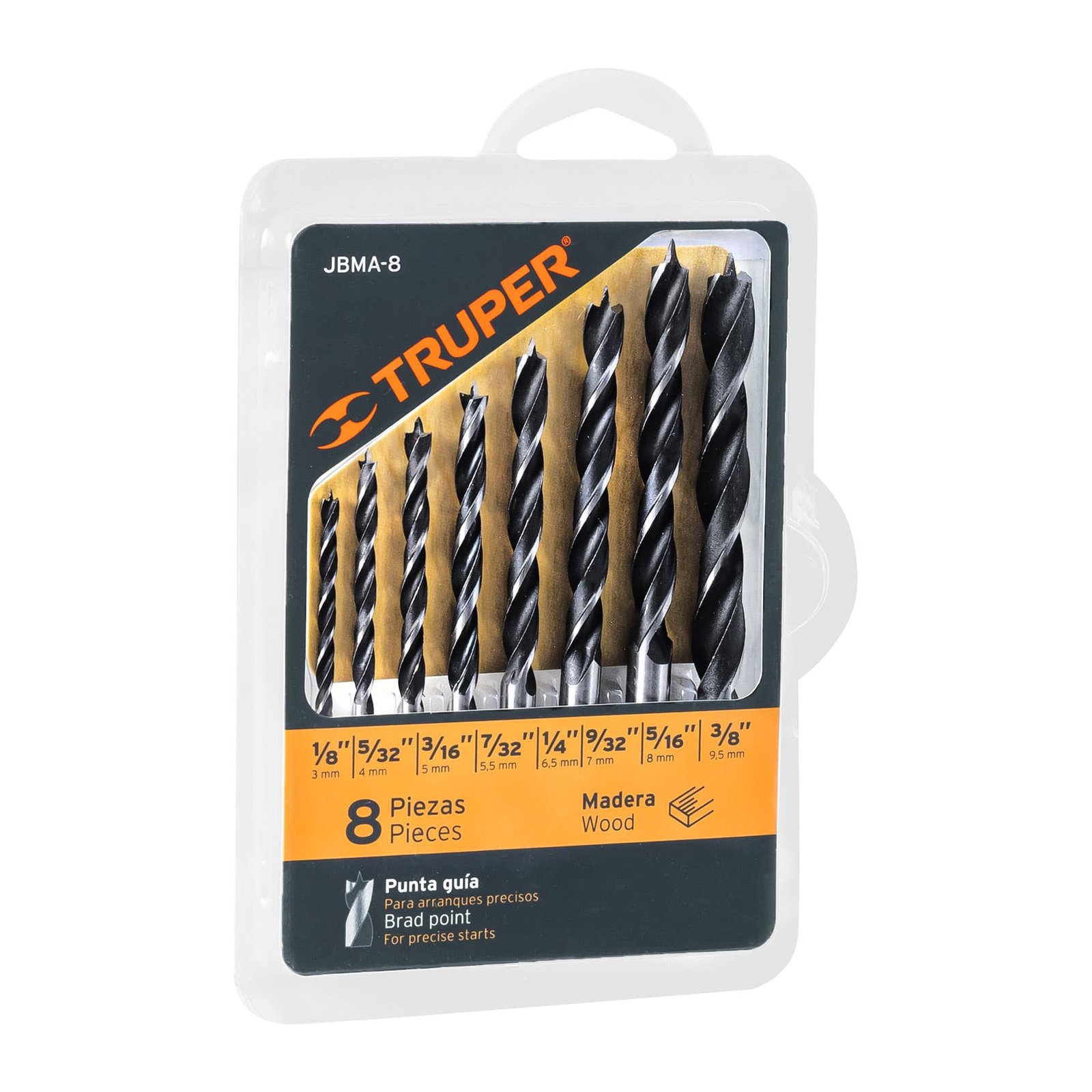 JGO. DE BROCAS PARA MADERA 8 PIEZAS JBMA-8 TRUPER