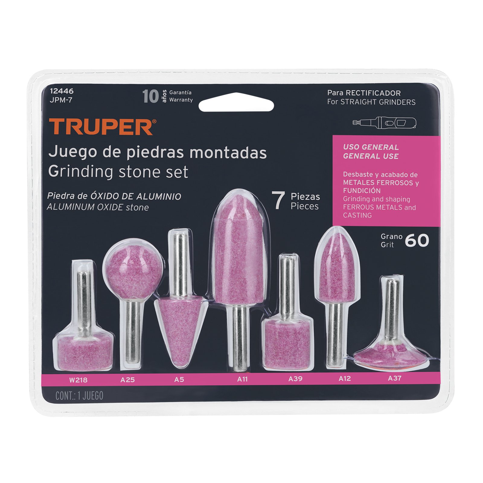 JGO. PIEDRAS PULIR 7 PZS 1/4" JPM-7 TRUPER