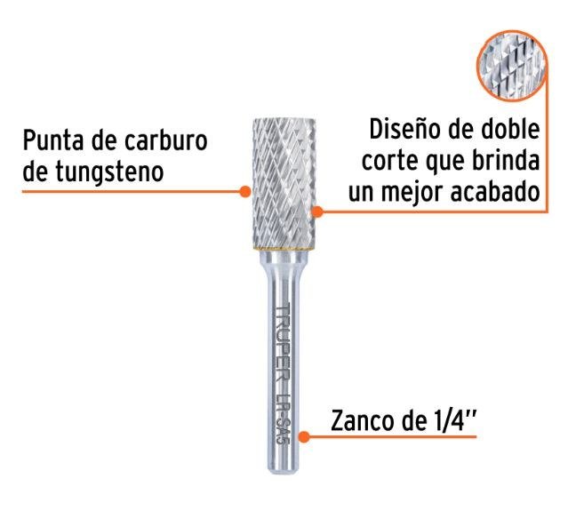LIMA ROTATIVA CILINDRO 6mm X 16mm LR-SA1 TRUPER