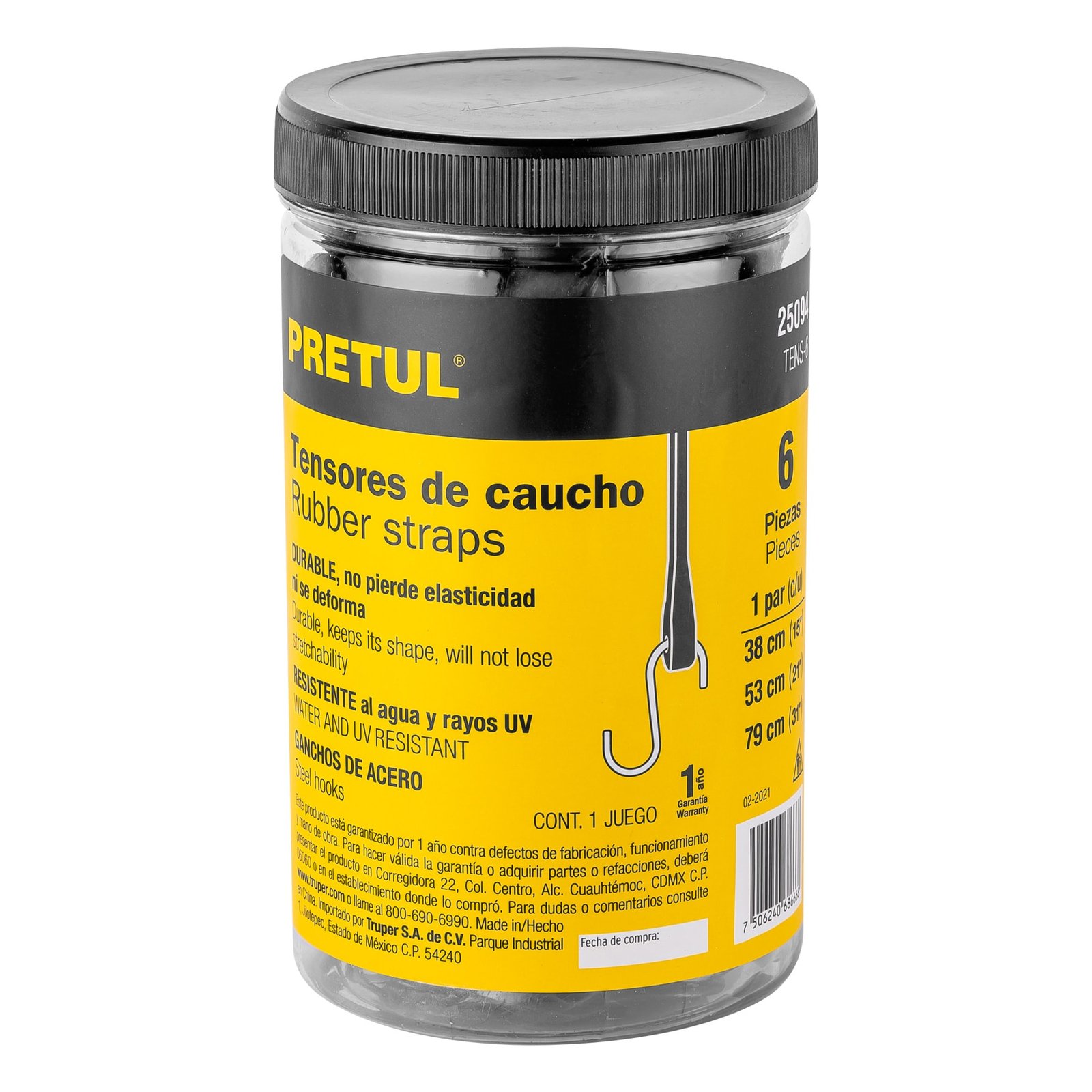 LINGAS ELASTICAS SET 6PZ CAUCHO TENS-6 PRETUL