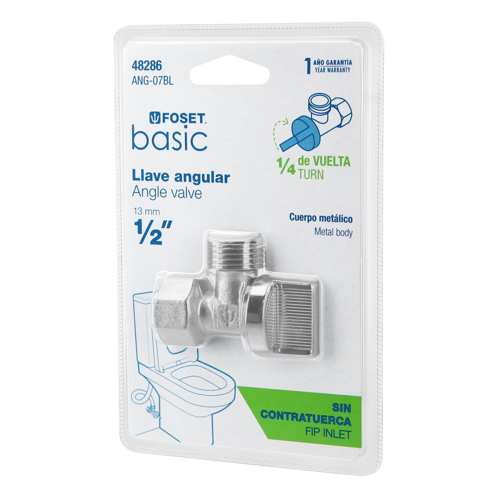 LLAVE ANGULAR 1/2" X 1/2" 1/4 VUELTA ANG-07BL FOSE