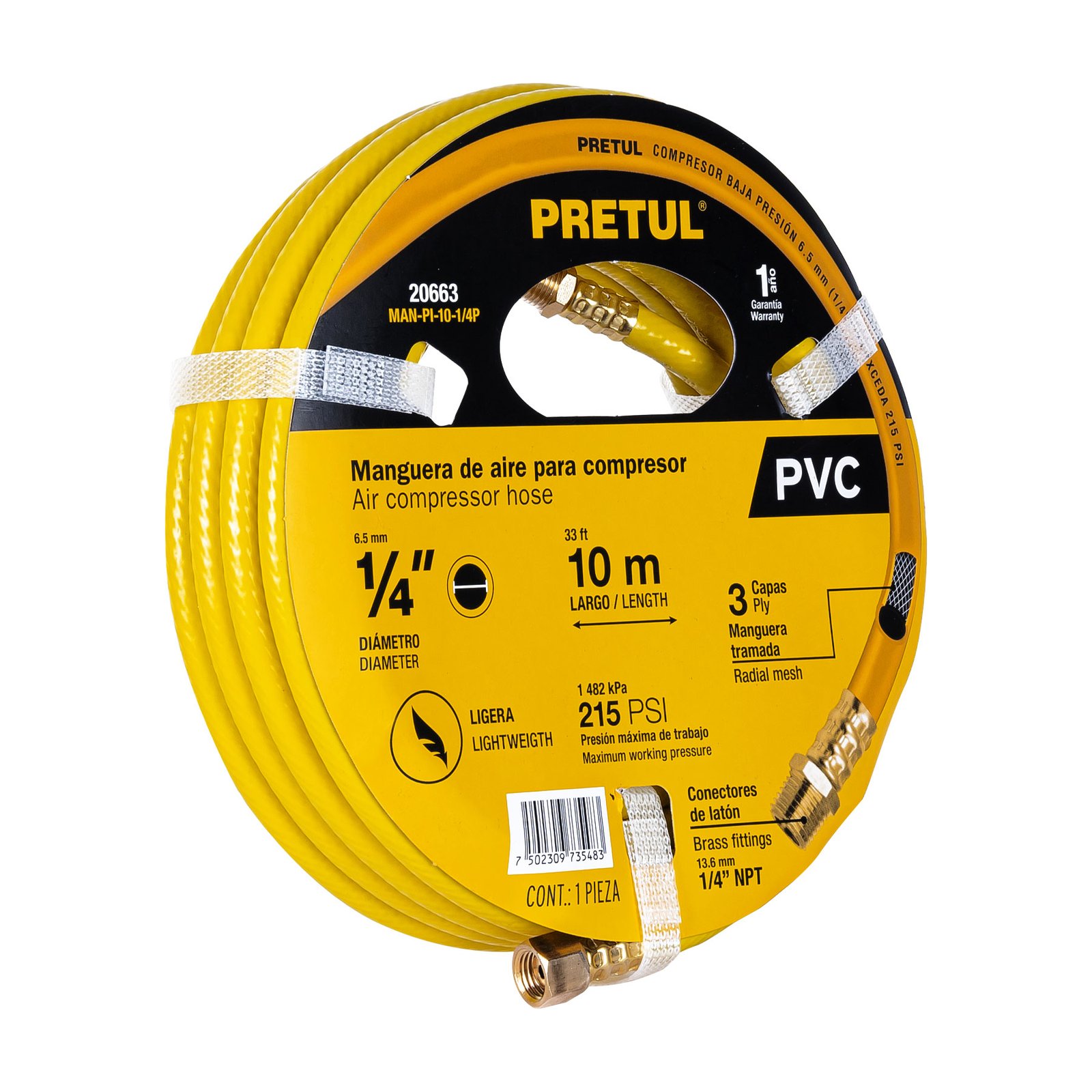 MANG.P/COMPRESOR 10 MTS 1/4" MAN-PI-10-1/4P PRETUL