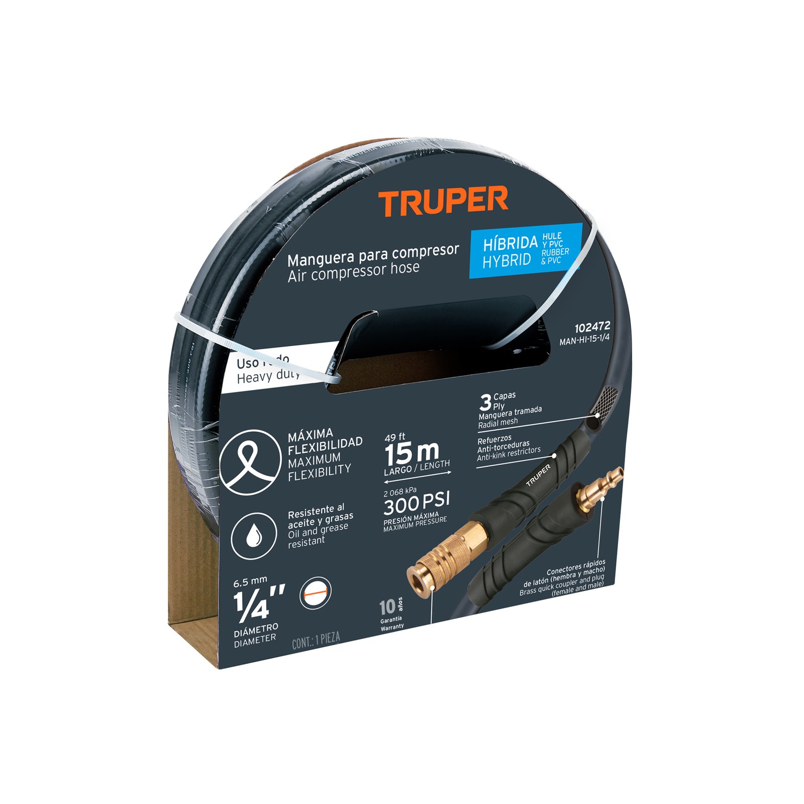 MANG.P/COMPRESOR 1/4X15 MAN-HI-15-1/4 TRUPER