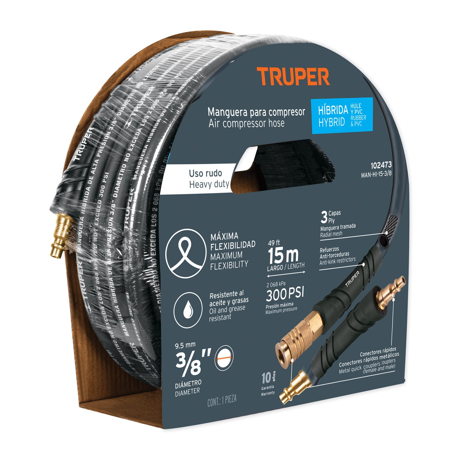 MANG.P/COMPRESOR 3/8X15 MAN-HI-15-3/8 TRUPER