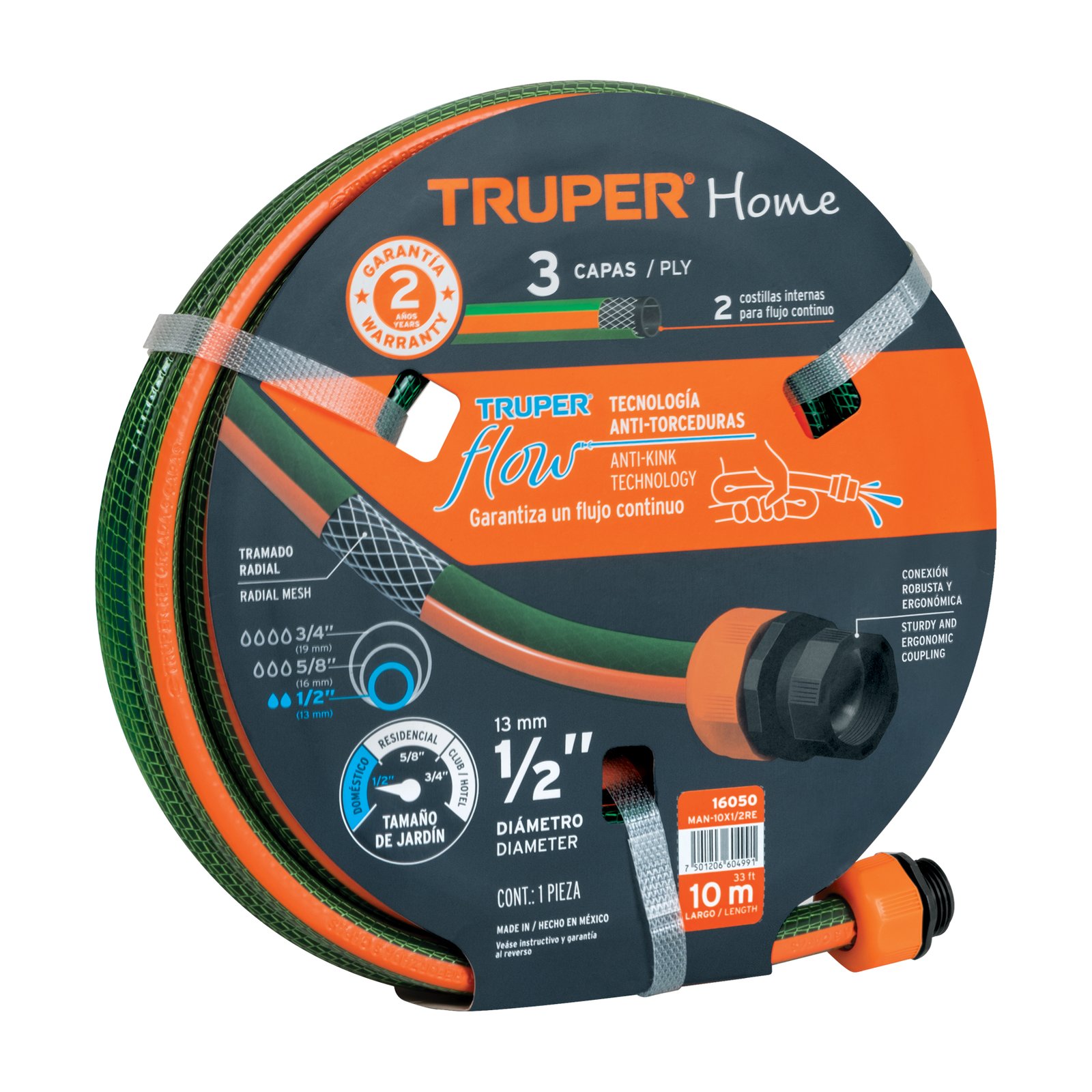 MANG. 10M 1/2" REFORZ 3C C-PMAN-10X1/2RE TRUPER