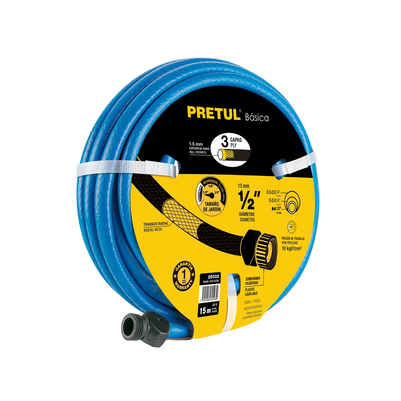 MANG. AZUL 1/2"X15M 3 CAPAS MAN-15X1/2PA PRETUL