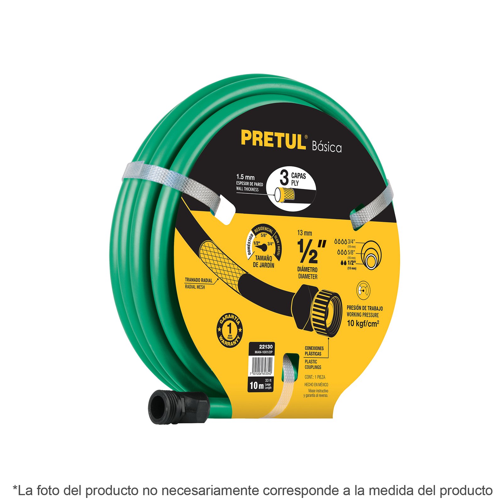 MANG. VERDE 1/2"X15M 2 CAPAS MAN-15X1/2P PRETUL