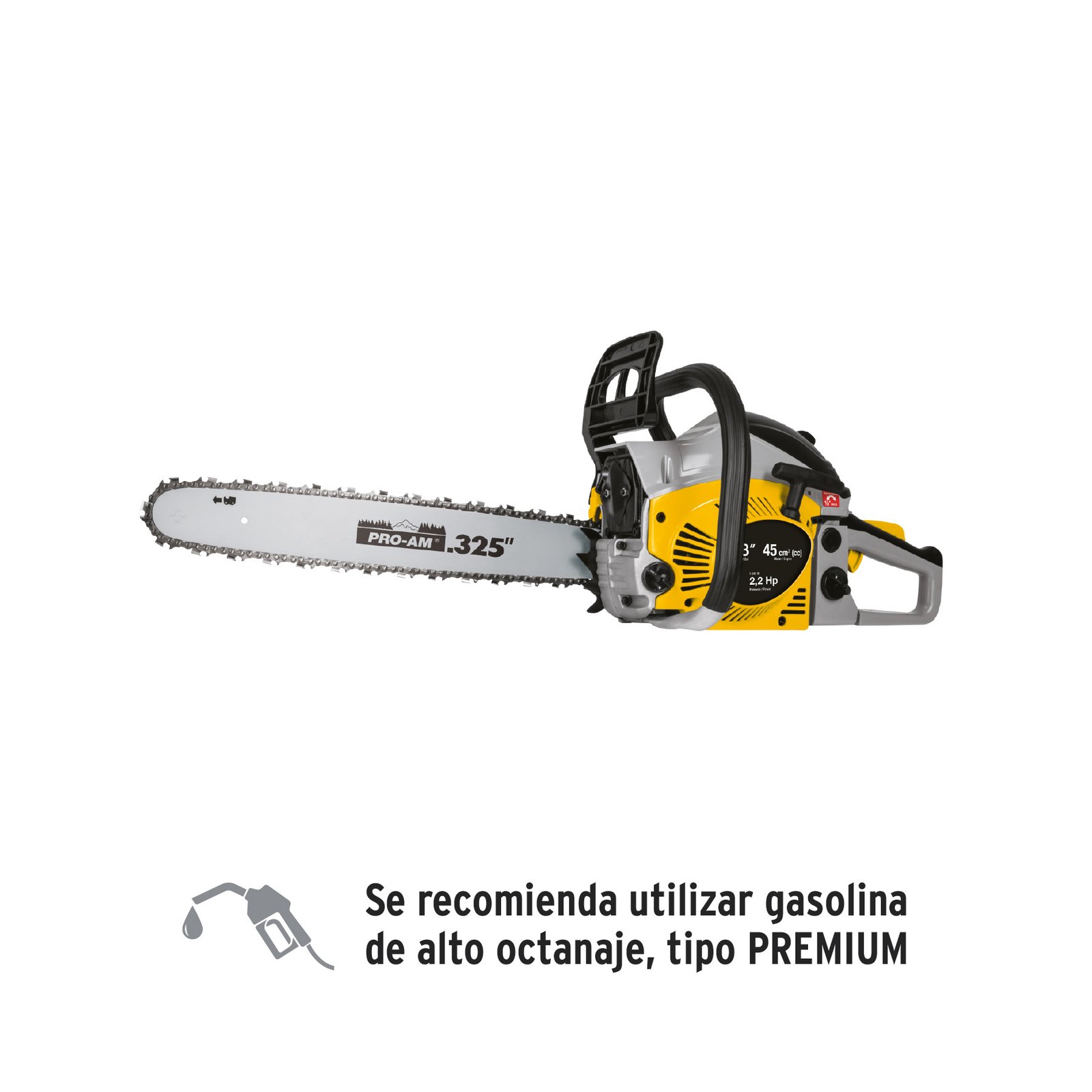 MOTOSIERRA GASOLI.18" 45cc 2.2HP MOT-4518P PRETUL