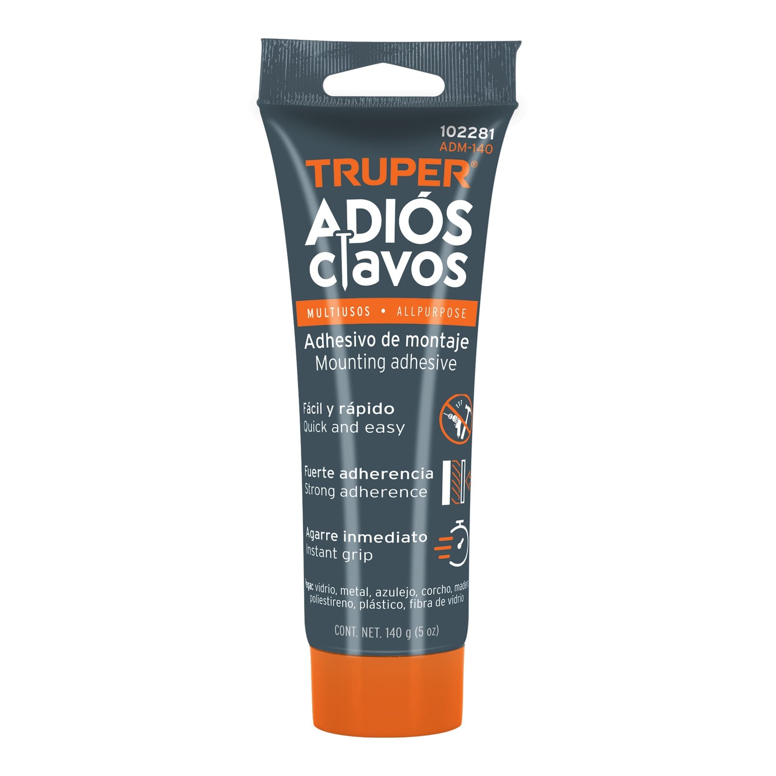 PEGAMENTO NO MAS CLAVOS BLANCO 140G ADM-140 TRUPER
