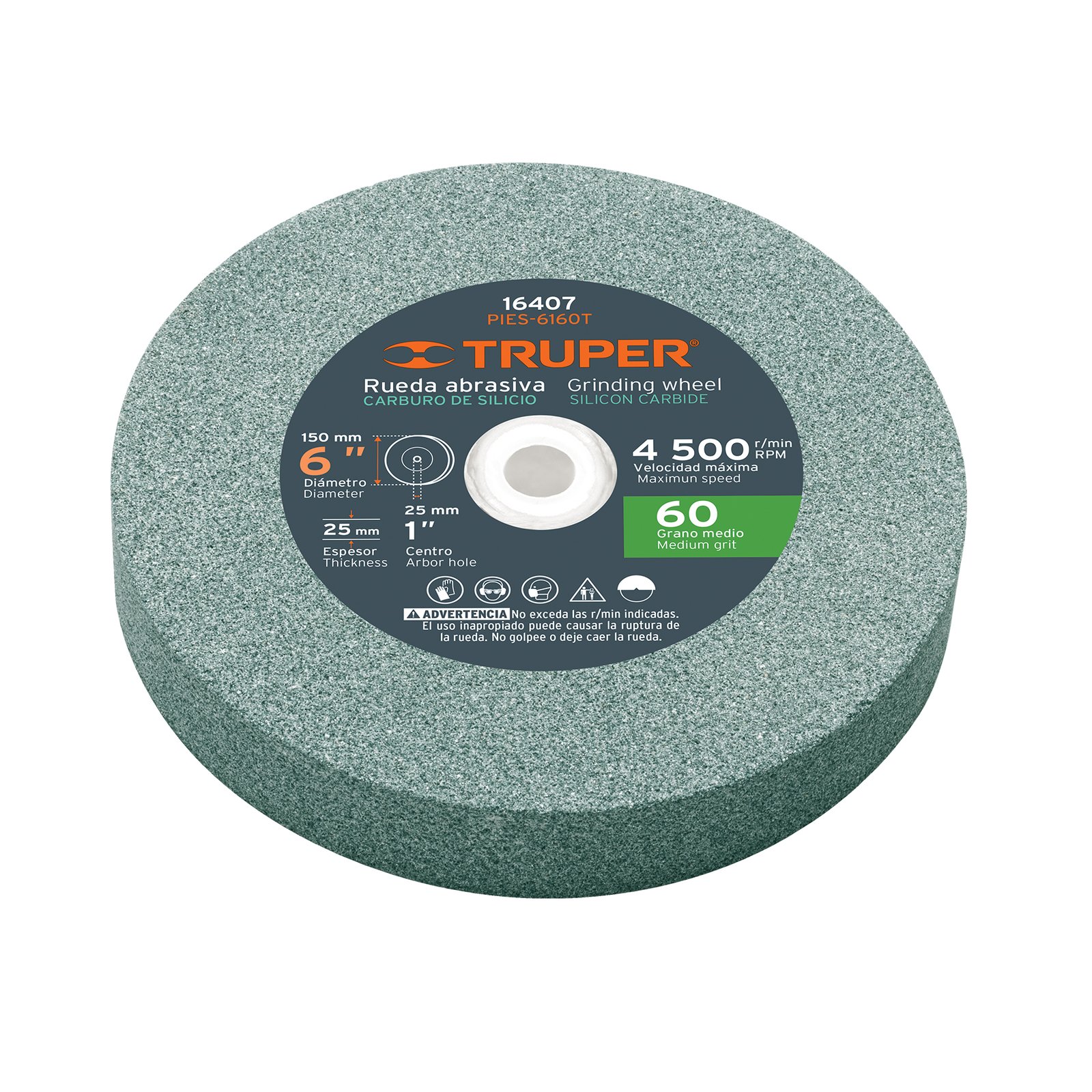 PIEDRA ESMERIL 6"X1" #60 PIES-6160T TRUPER