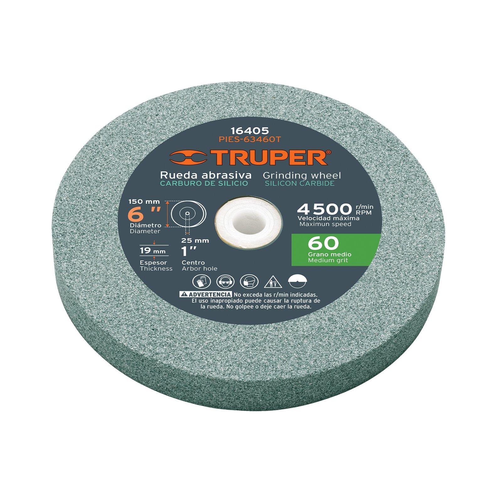 PIEDRA ESMERIL 6"X3/4" #60 PIES-63460T TRUPER