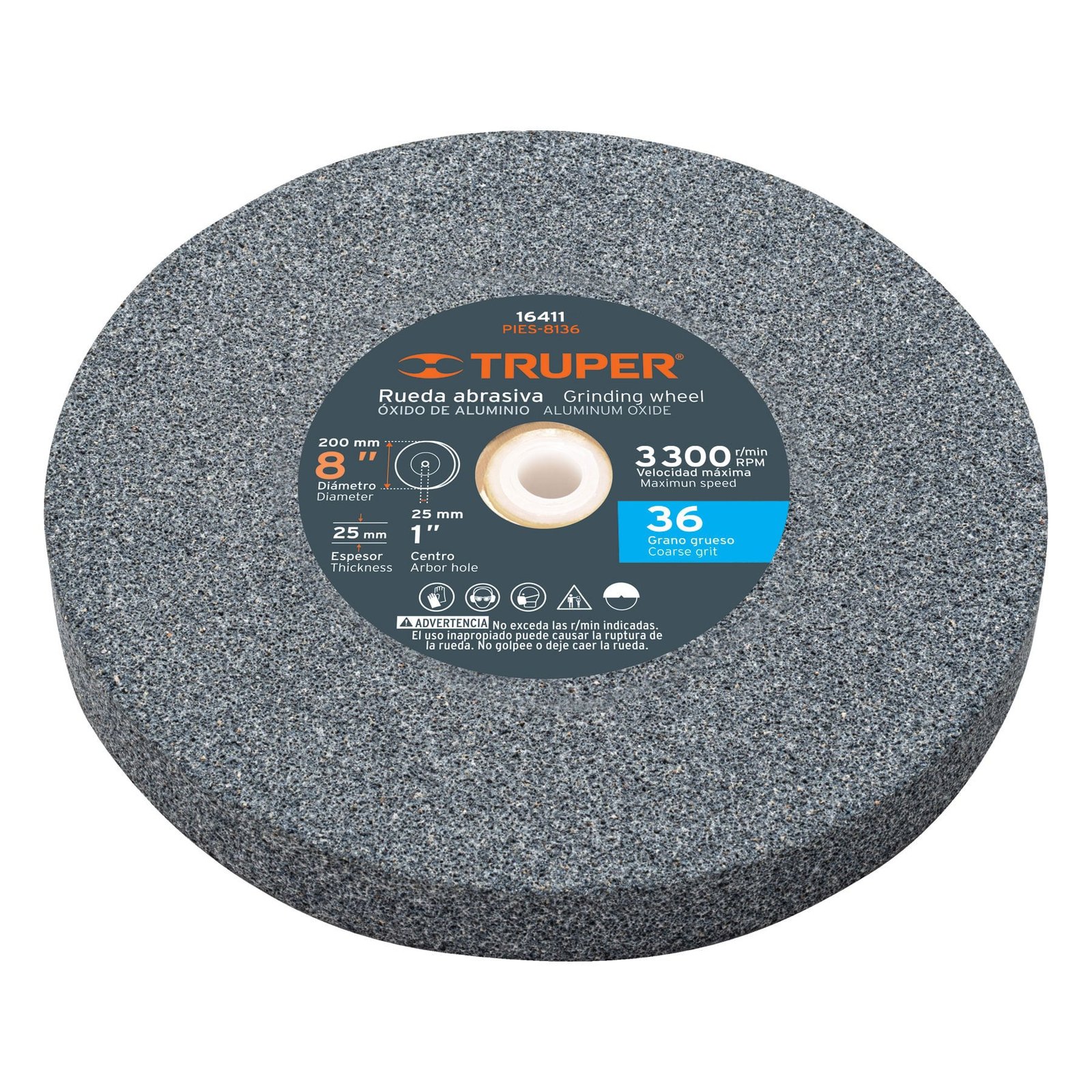 PIEDRA ESMERIL 8"X1" #36 PIES-8136 TRUPER