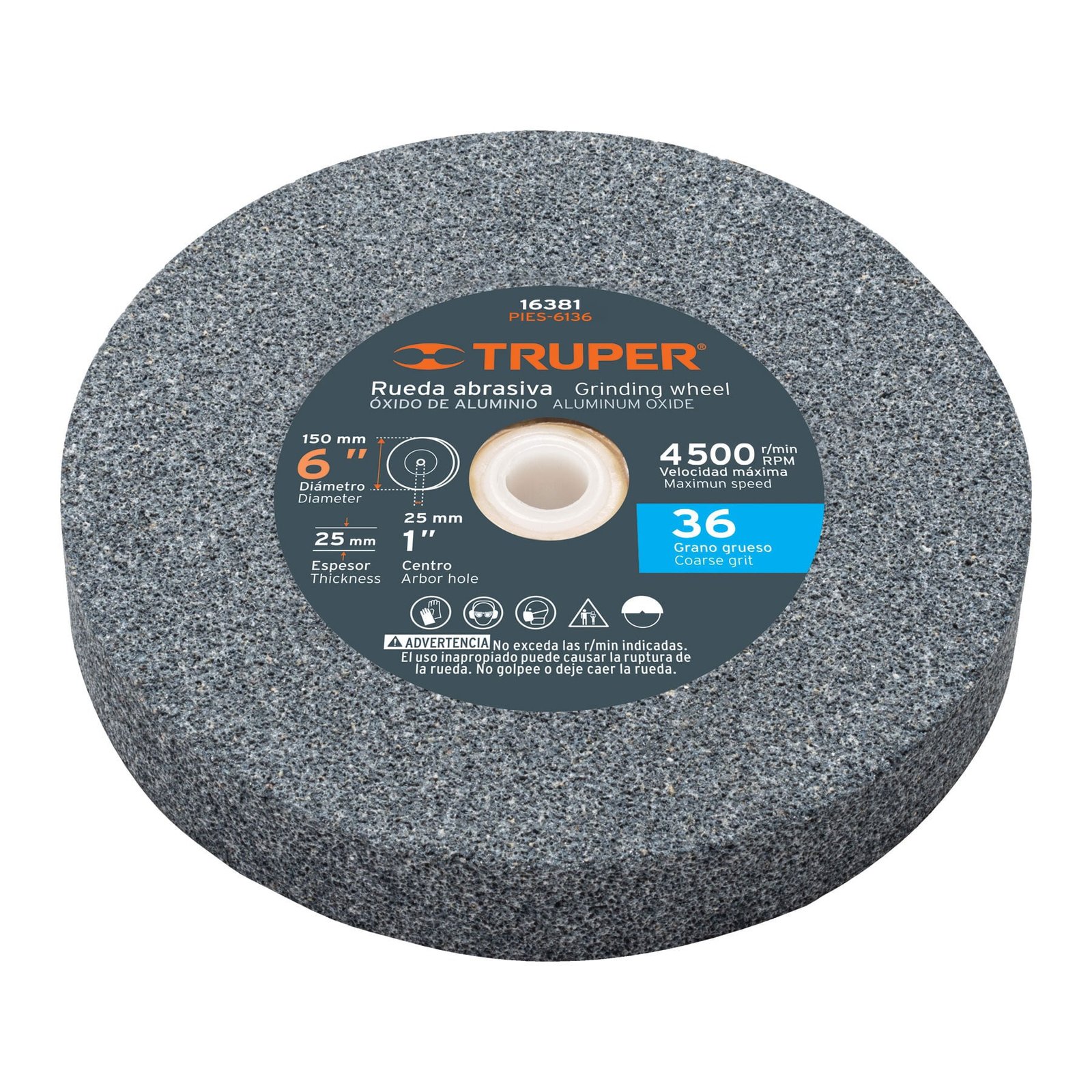 PIEDRA P/ESMERIL 6"X1"X1" #36 PIES-6136 TRUPER