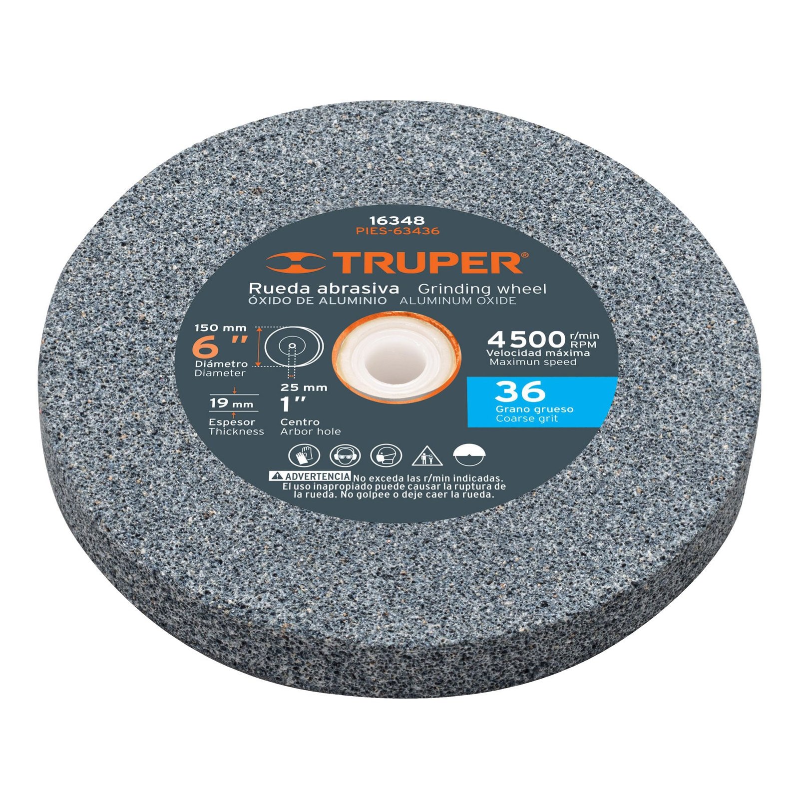 PIEDRA P/ESMERIL 6"X1"X3/4"#36 PIES-63436 TRUPER