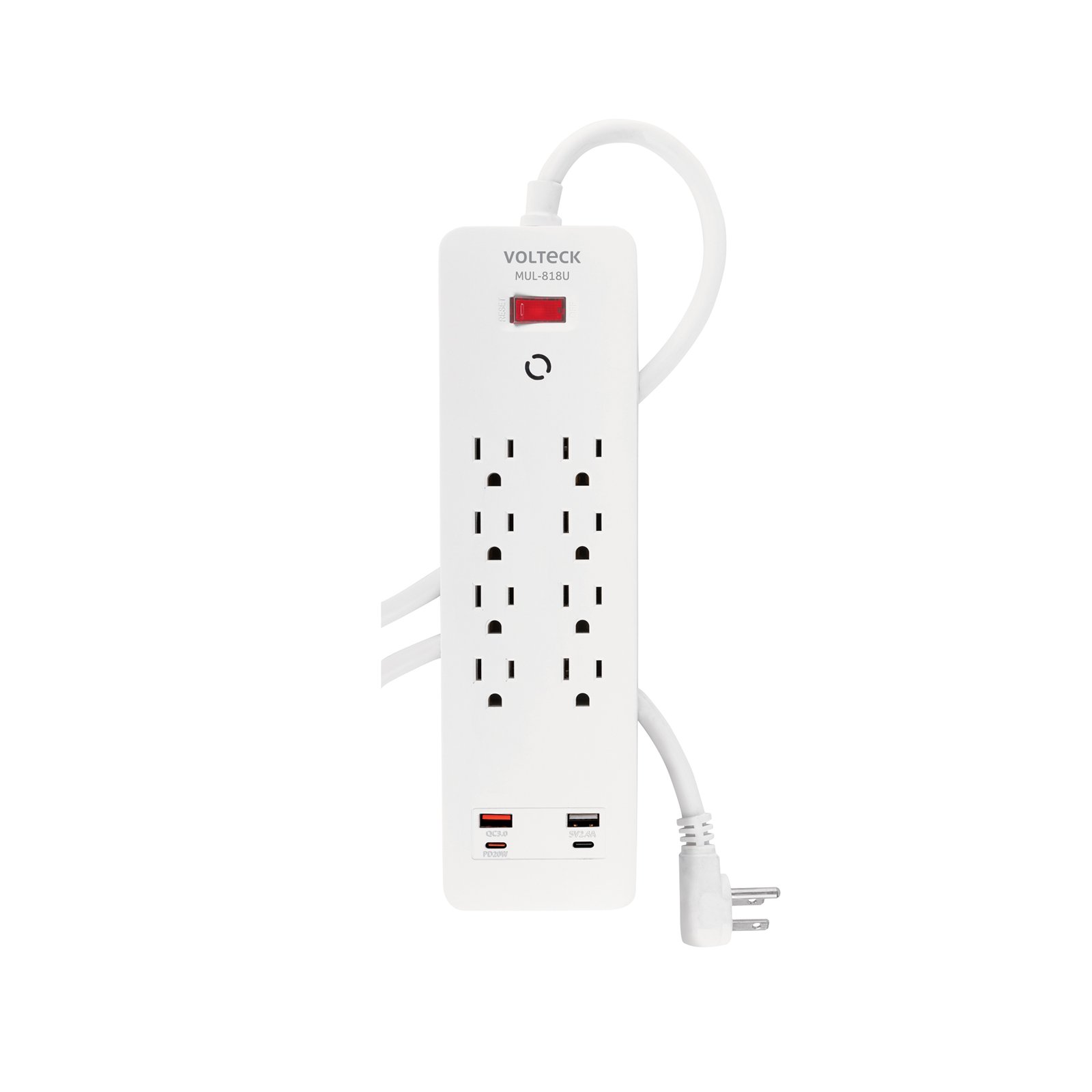 REGLETA 8 ENTRADAS BLANCA MUL-818U VOLTECK