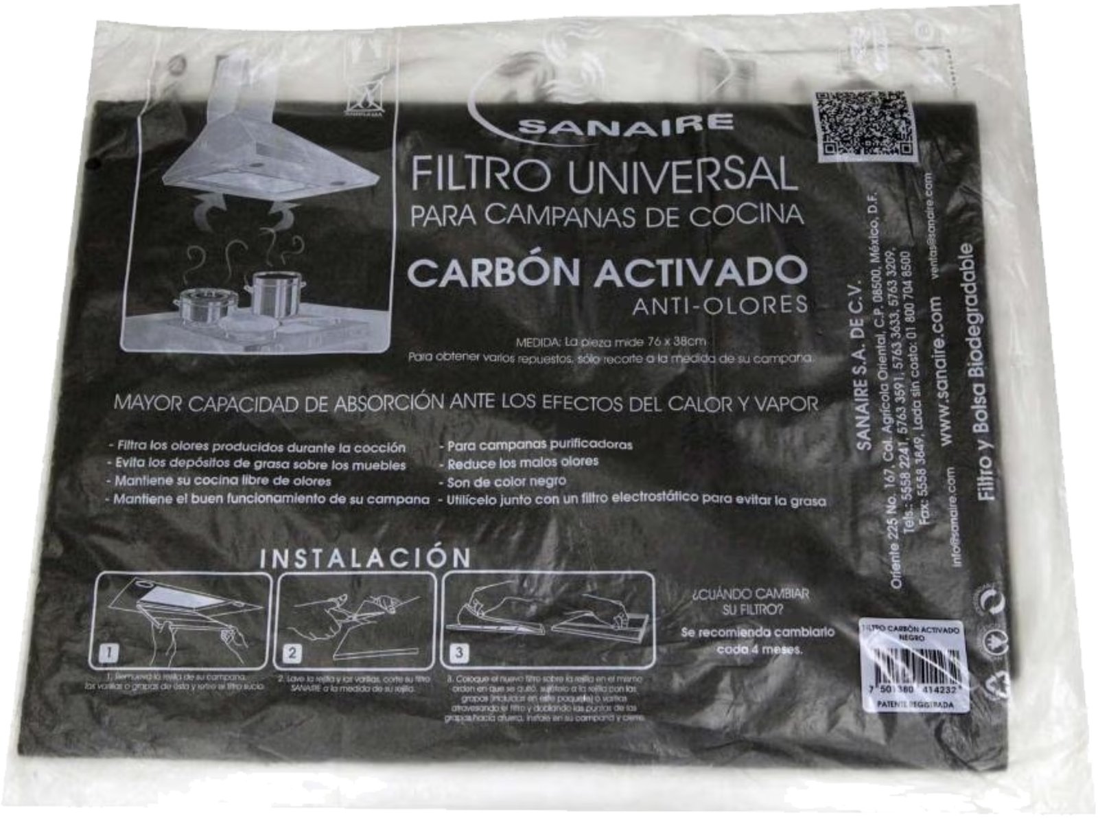 REP.FILTRO CARBON SANAIRE 18x76cm