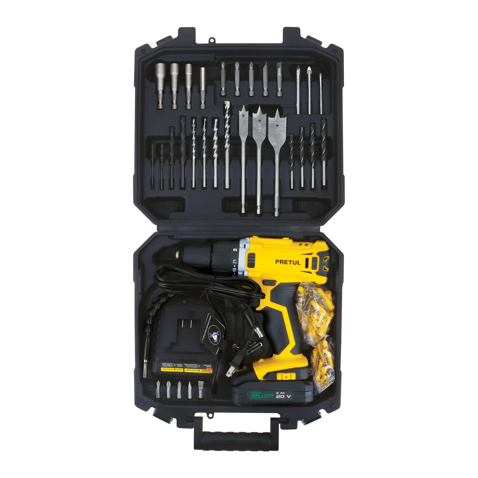 TALADRO INALAMBR 1/2" 20V 32 ACC TALI-20P2K PRETUL