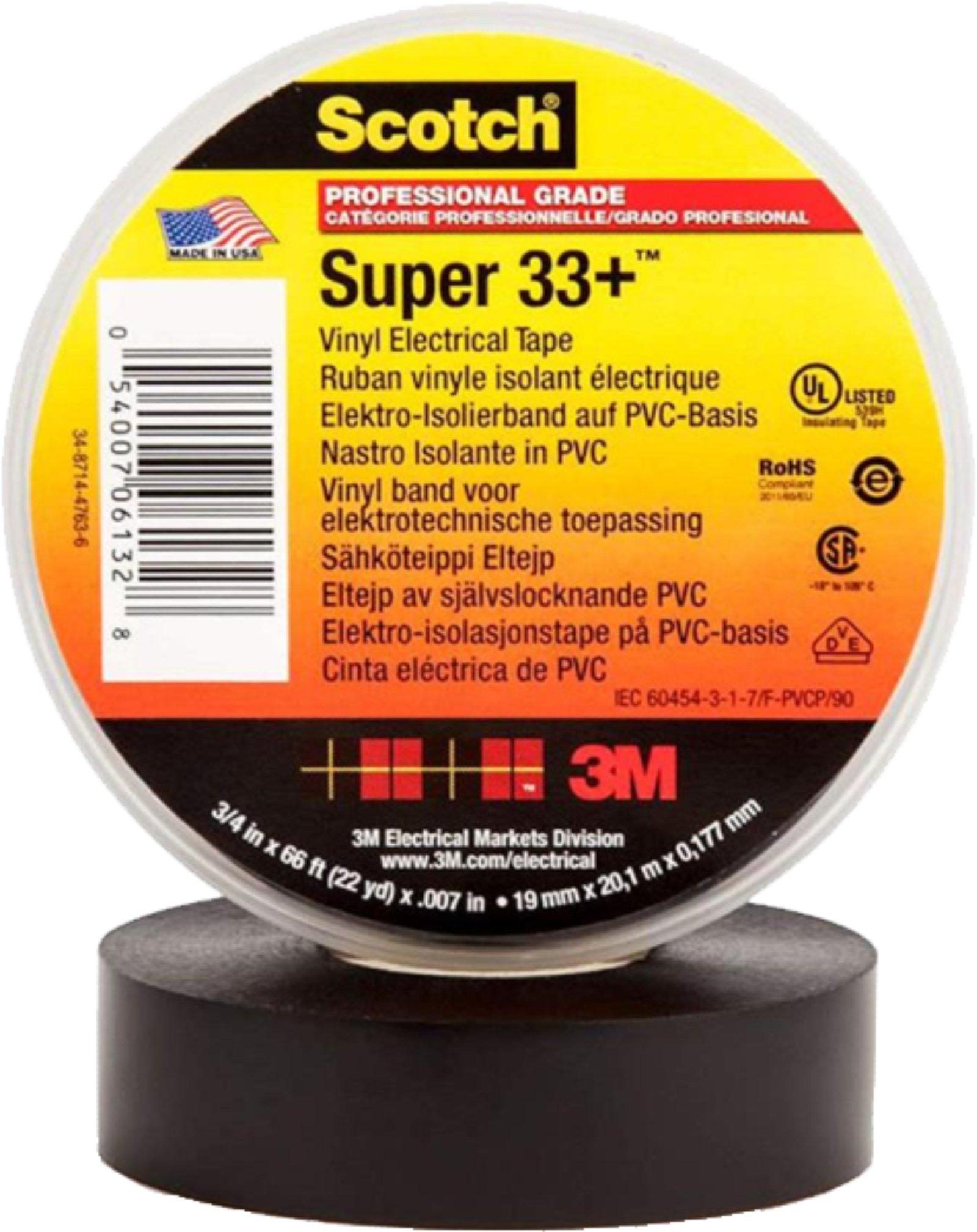 TAPE ELECTRICO 3M #33+ 3/4"x20 MTS CAJ100