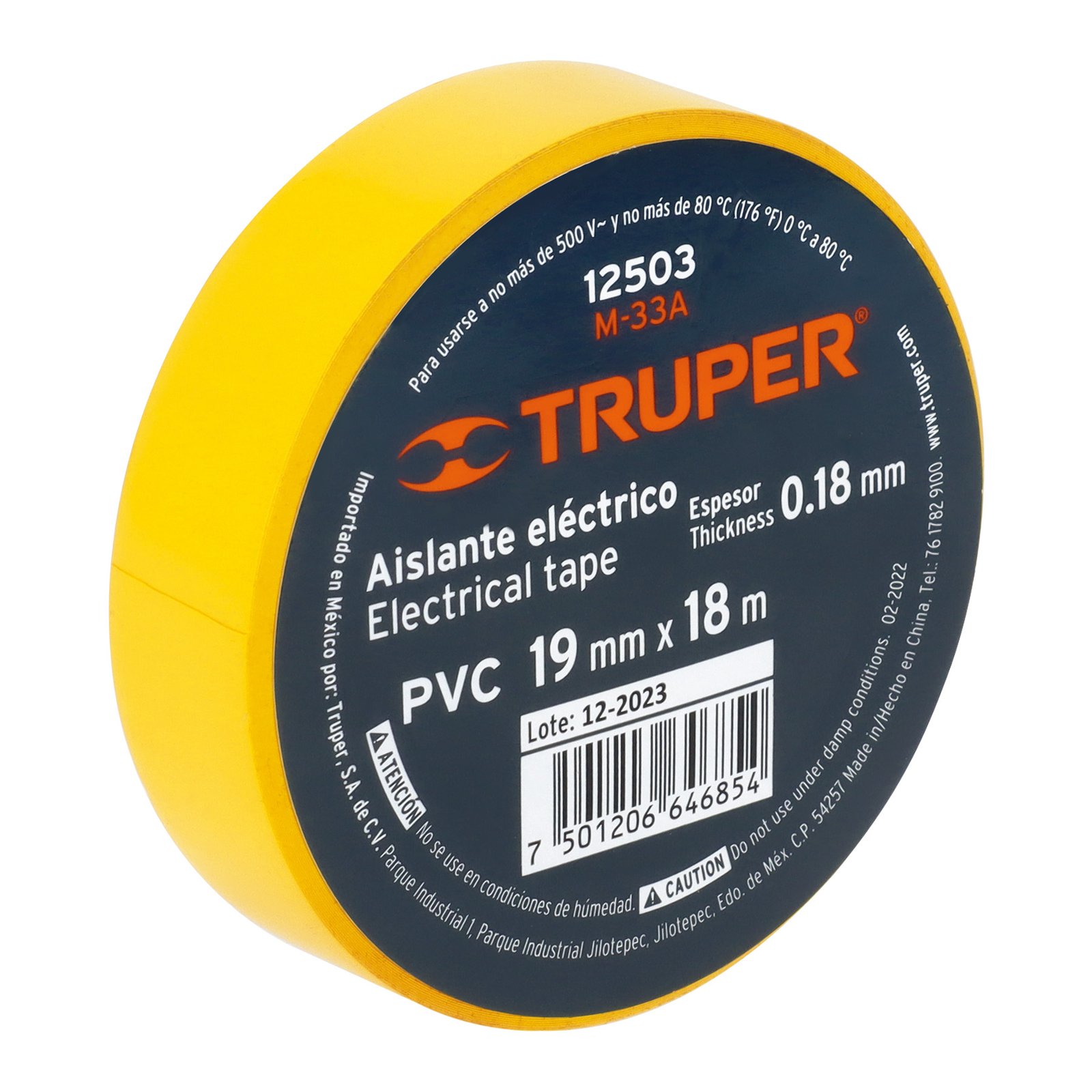 TAPE ELECTRICO AMARILLO 3/4X18mTRUPER M-33A C-50